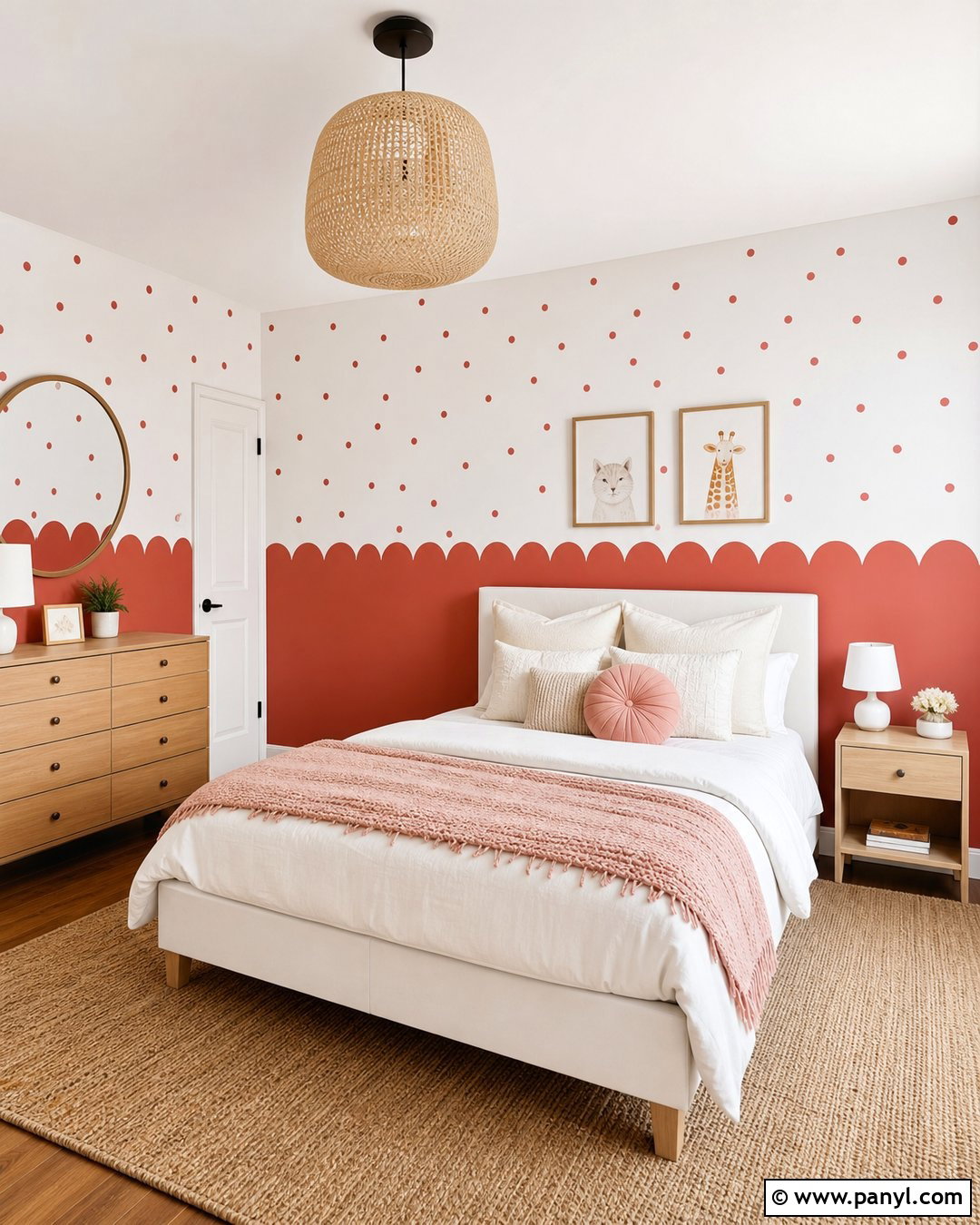 Red Polka Dot Scalloped Wall - 20 Red Polka Dot Wall Ideas