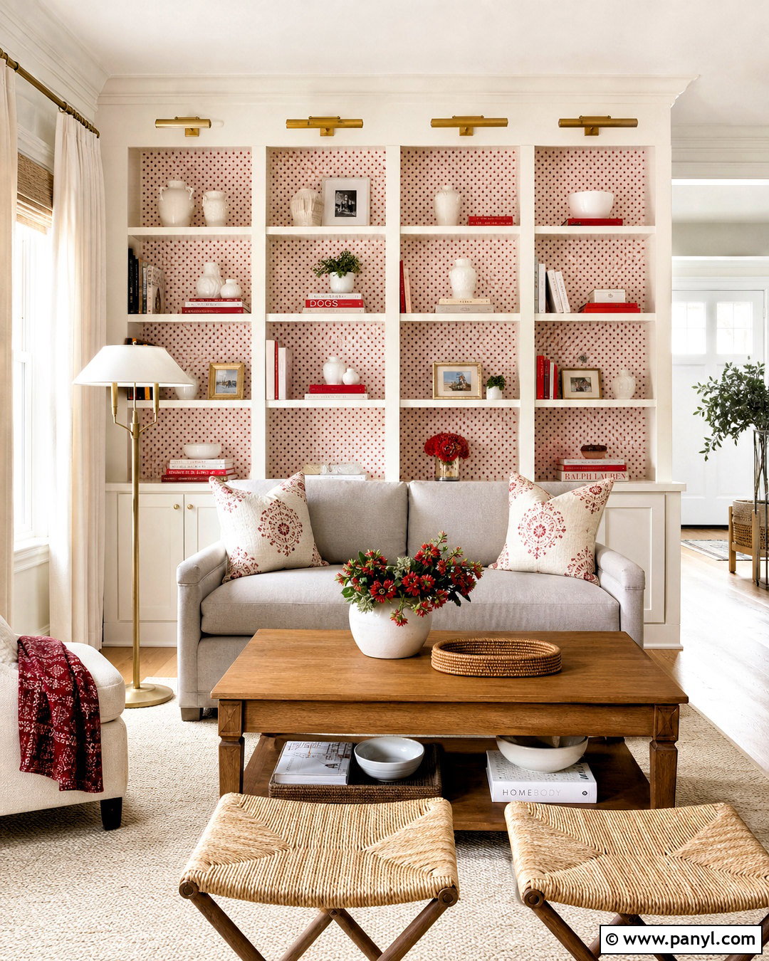 Red Polka Dot Wallpaper Bookcase Backdrop - 20 red polka dot wallpaper ideas