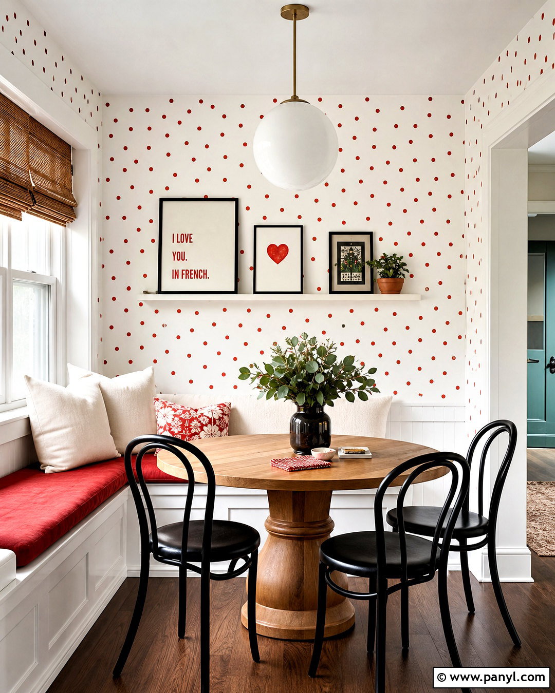 Red Polka Dot Wallpaper Breakfast Nook - 20 red polka dot wallpaper ideas