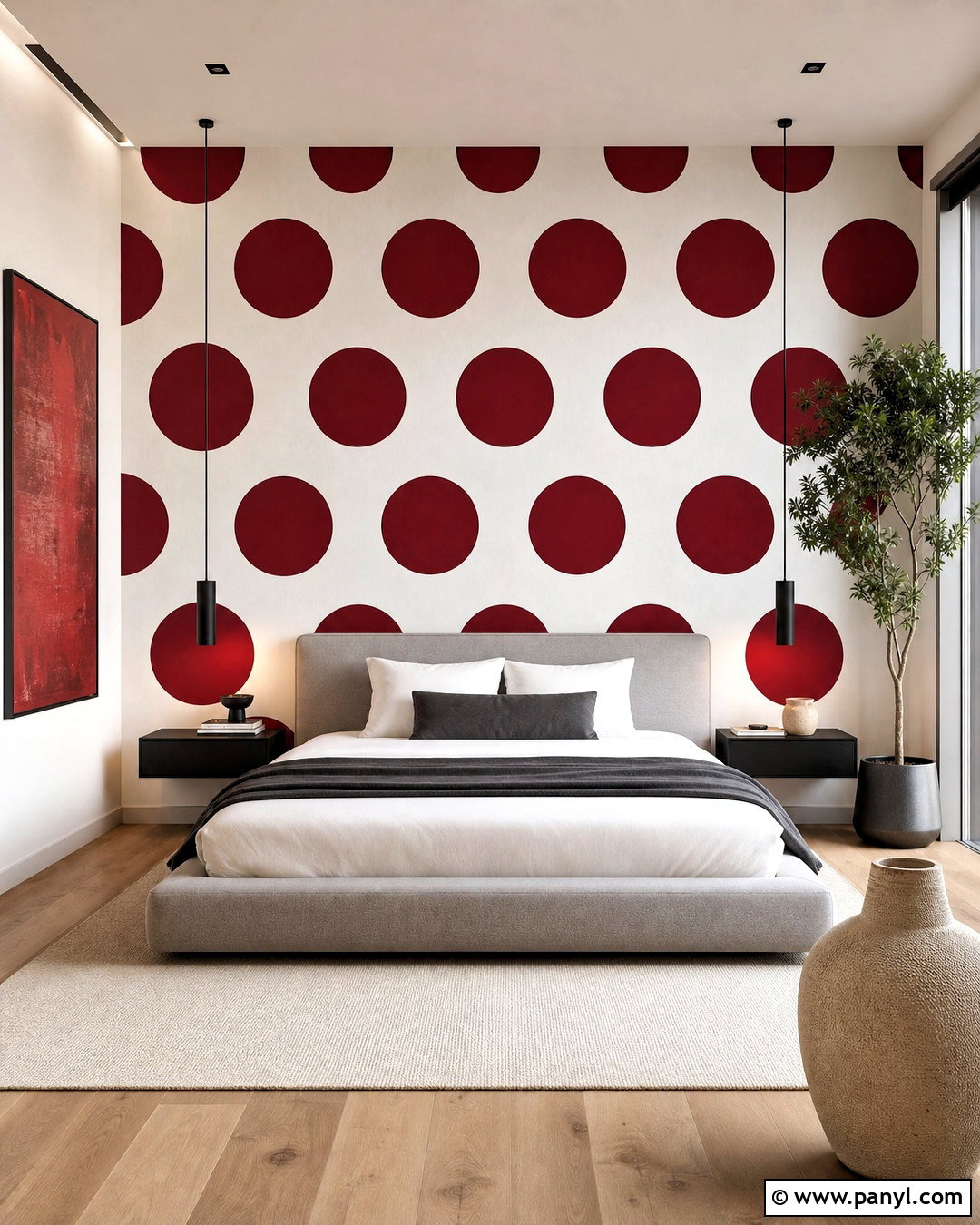 Red Polka Dot Wallpaper Modern Bedroom - 20 red polka dot wallpaper ideas