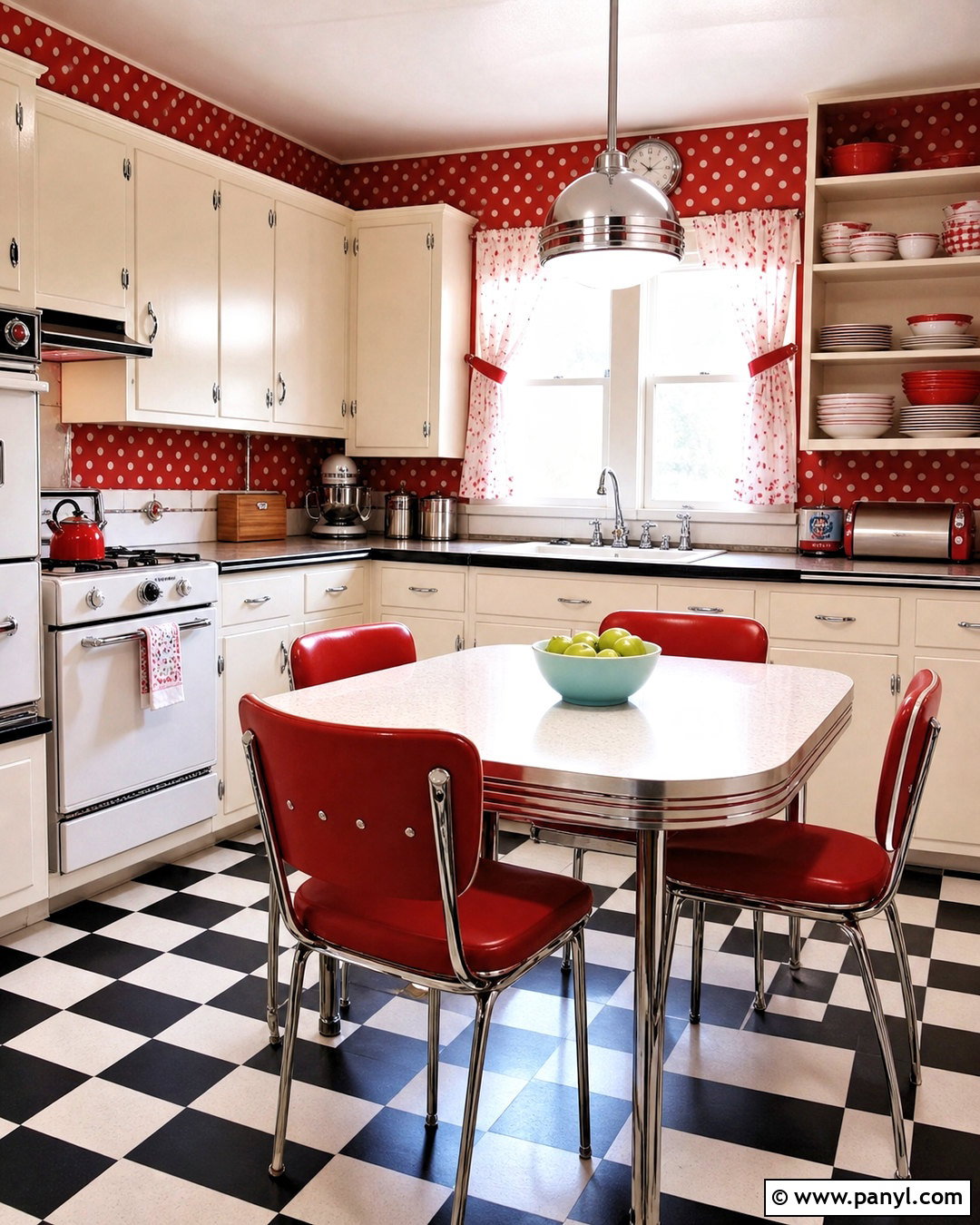 Red Polka Dot Wallpaper Retro Kitchen - 20 red polka dot wallpaper ideas