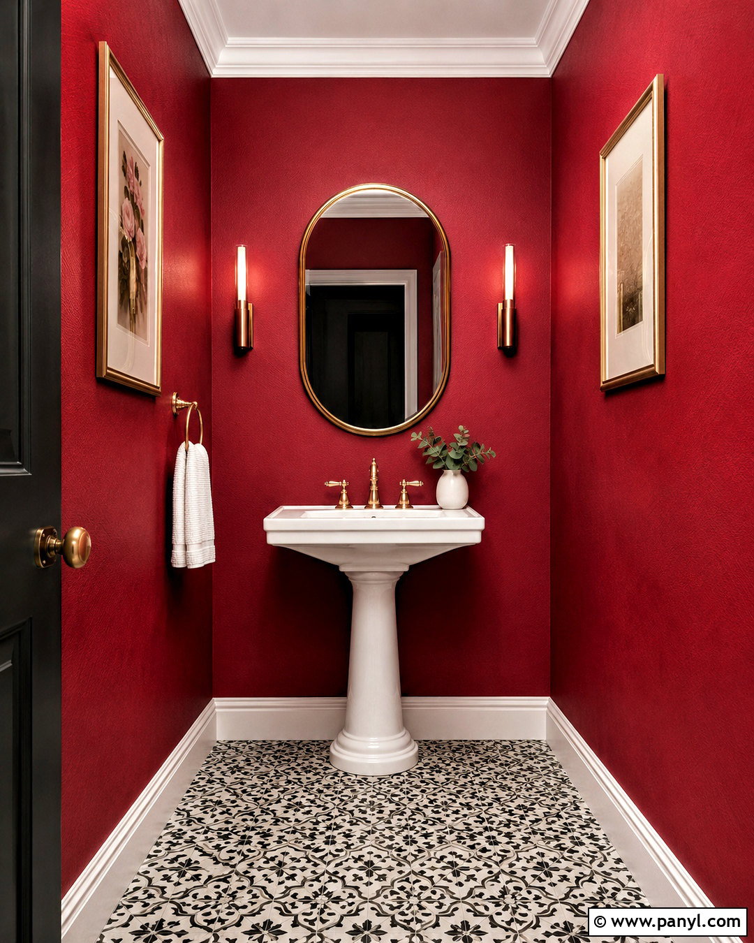 Red Powder Room Walls - 40 Red Walls