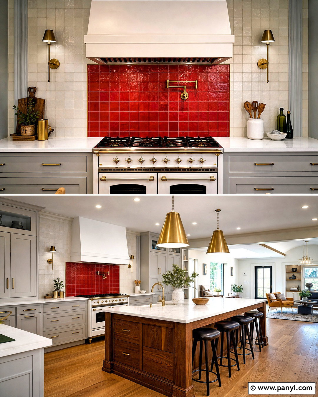 Red Range Backsplash Feature Wall - 20 red backsplash kitchen ideas
