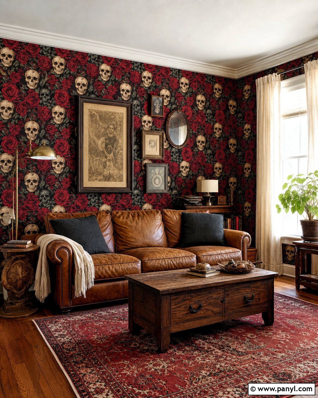 Red Rose And Skull Wallpaper Living Room - 20 skull and rose pattern wallpaper ideas