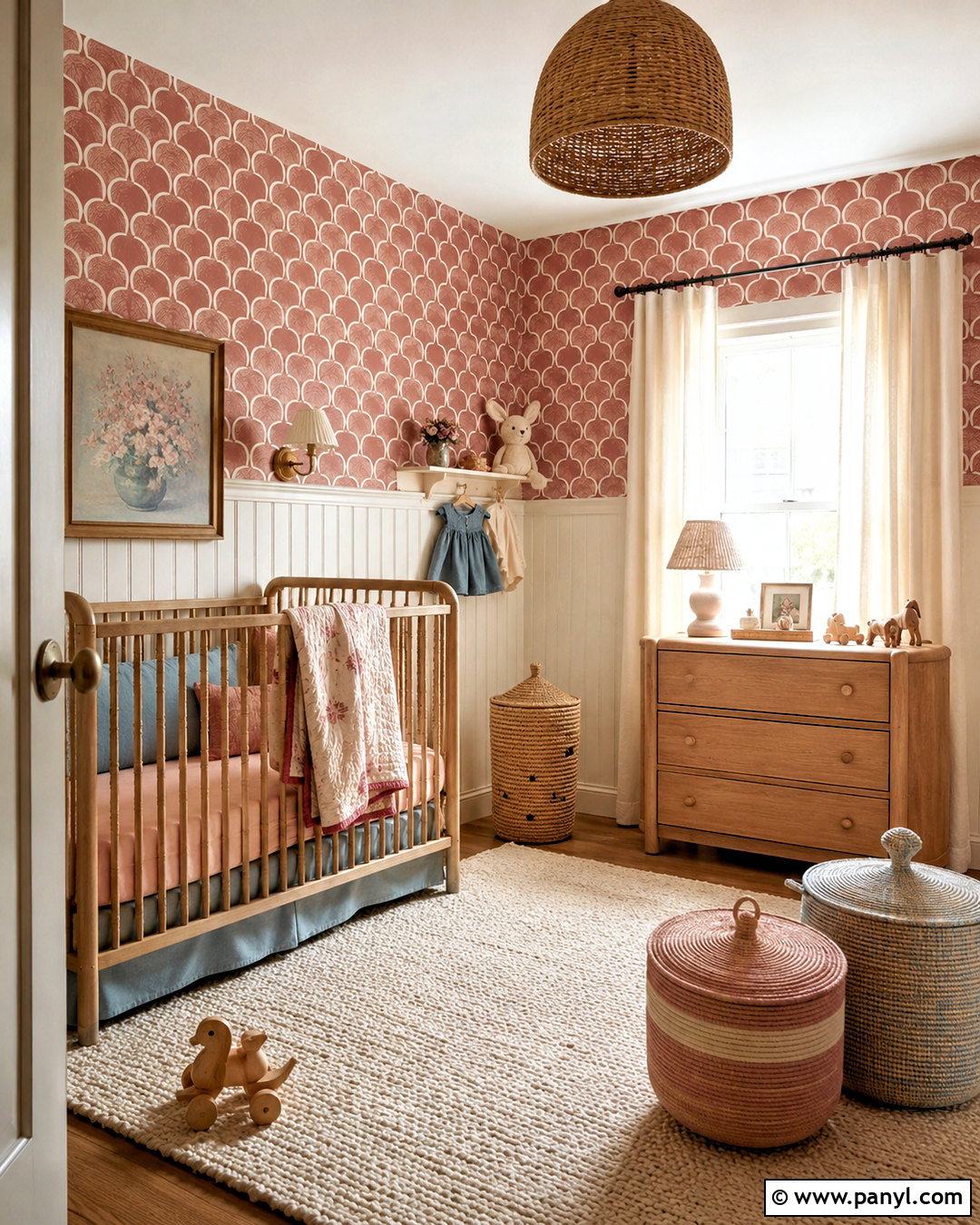 Red Scallop Wall Pattern - 20 Vintage Red Wall Pattern Ideas