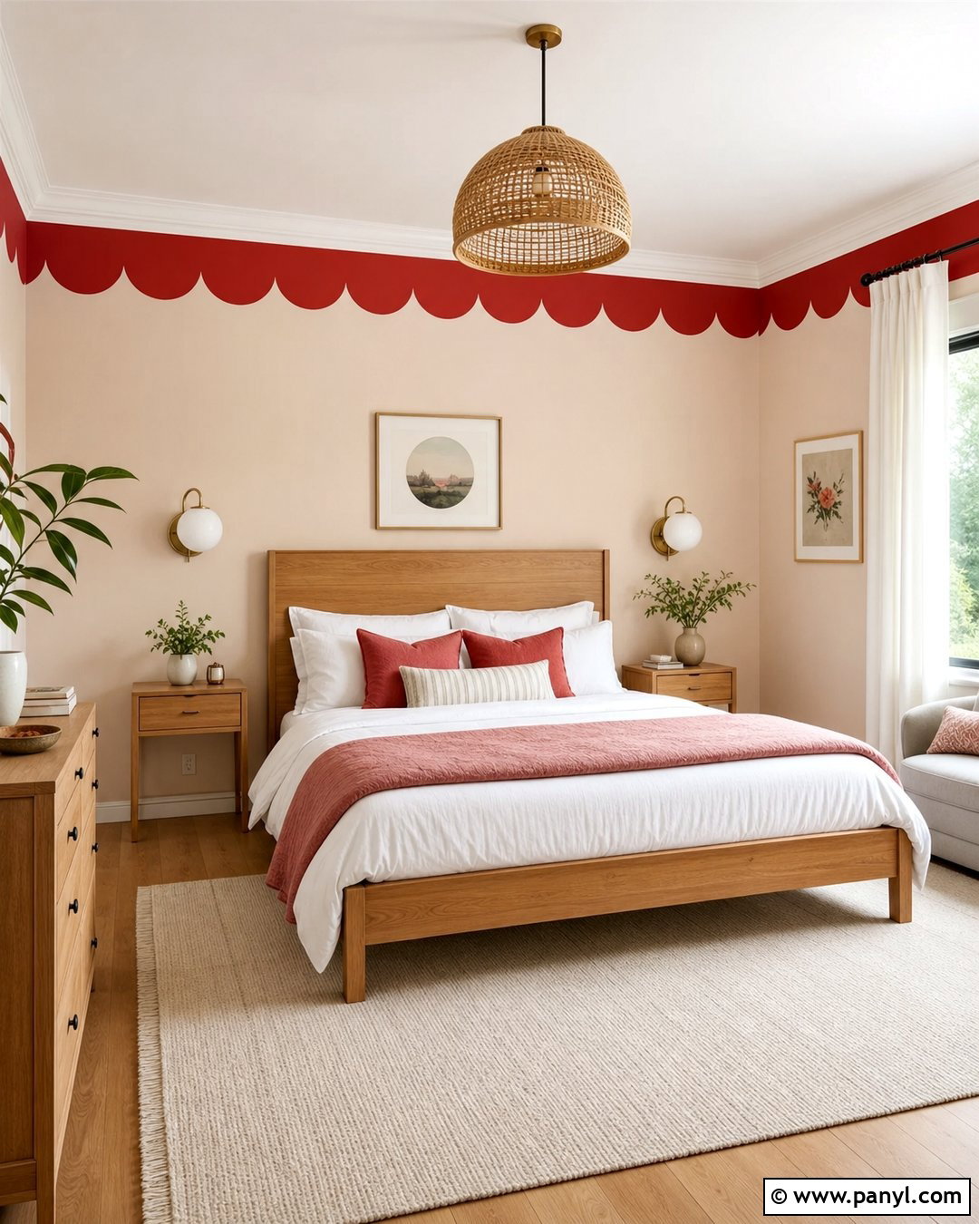 Red Scalloped Wall Border - 20 Red Wall Border Ideas