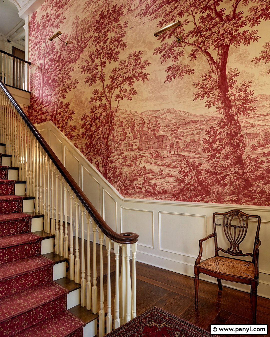 Red Scenic Mural Wall Pattern - 20 Vintage Red Wall Pattern Ideas