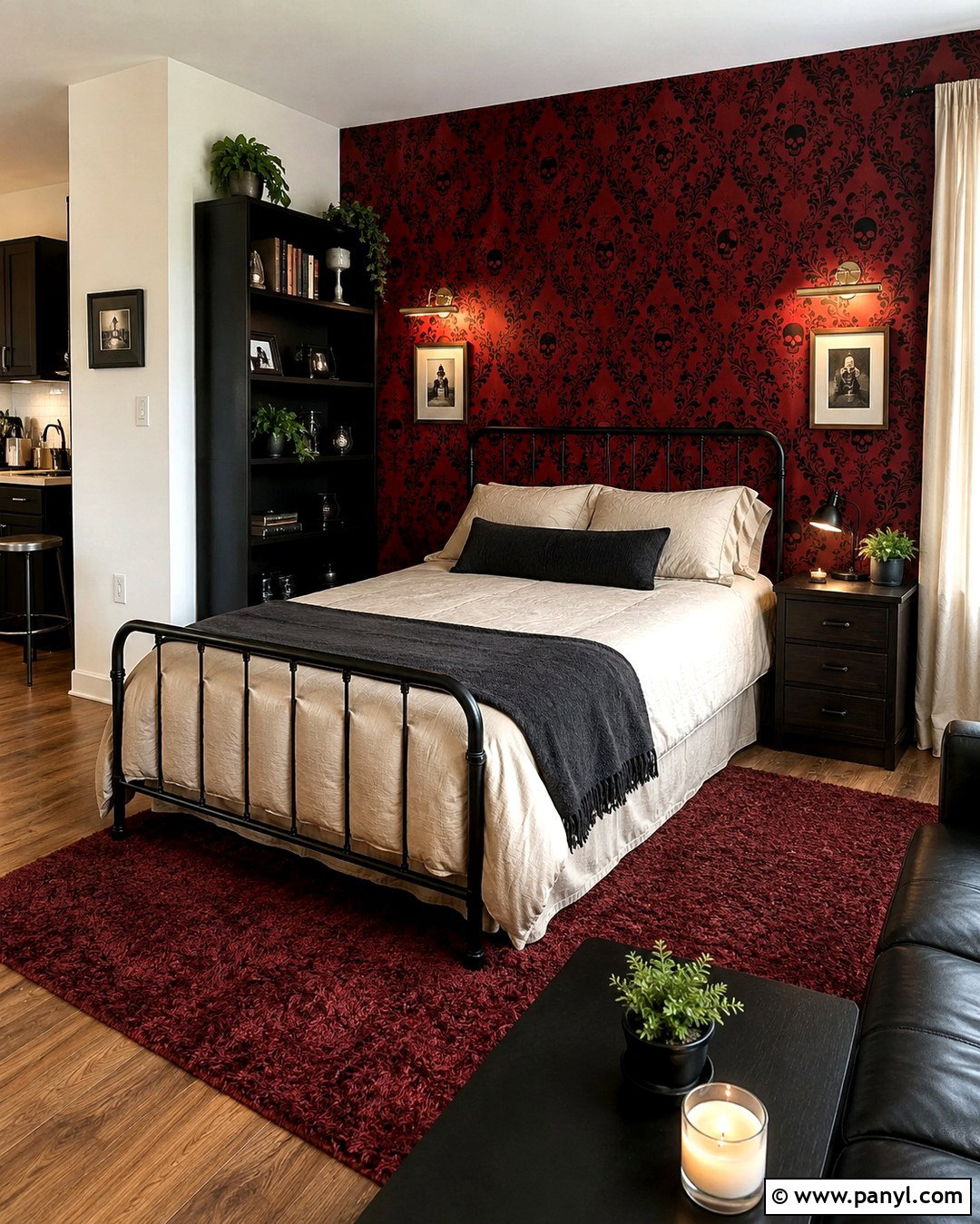 Red Skull Damask Peel And Stick Wallpaper Studio - 20 Skull Damask Red Wallpaper Ideas