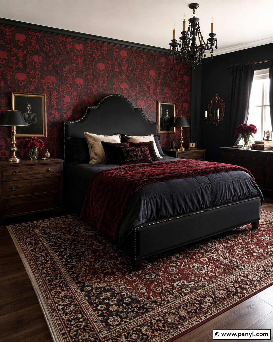20 Skull Damask Red Wallpaper Ideas for Dramatic Gothic Rooms