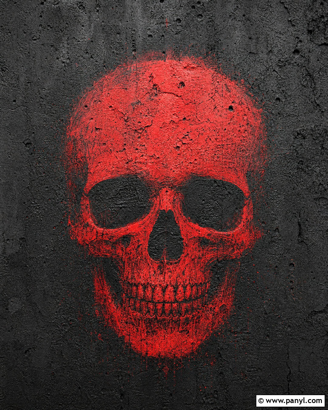 Red Skull On Black Concrete Background - 20 red skull on textured background ideas