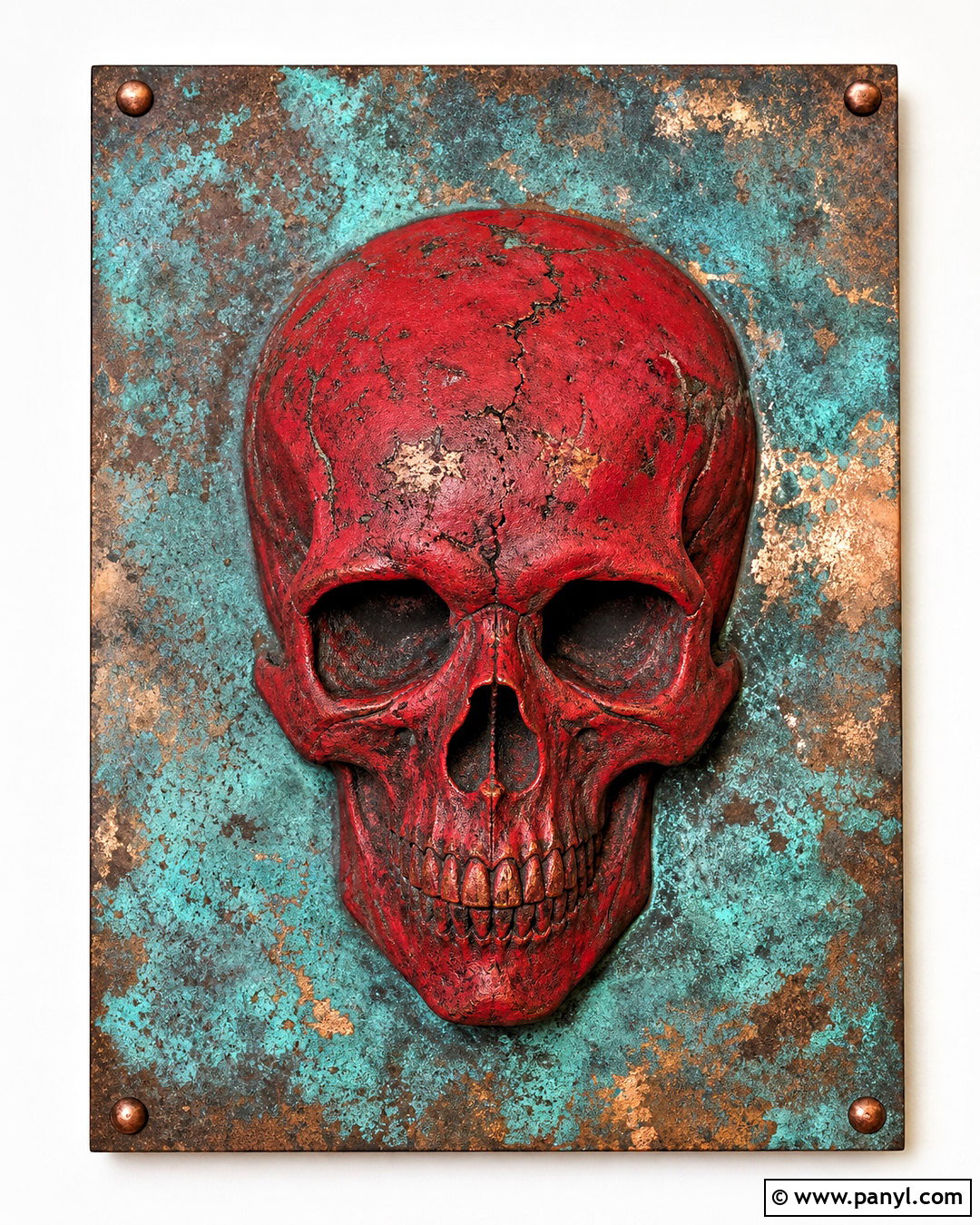 Red Skull On Copper Patina Background - 20 red skull on textured background ideas