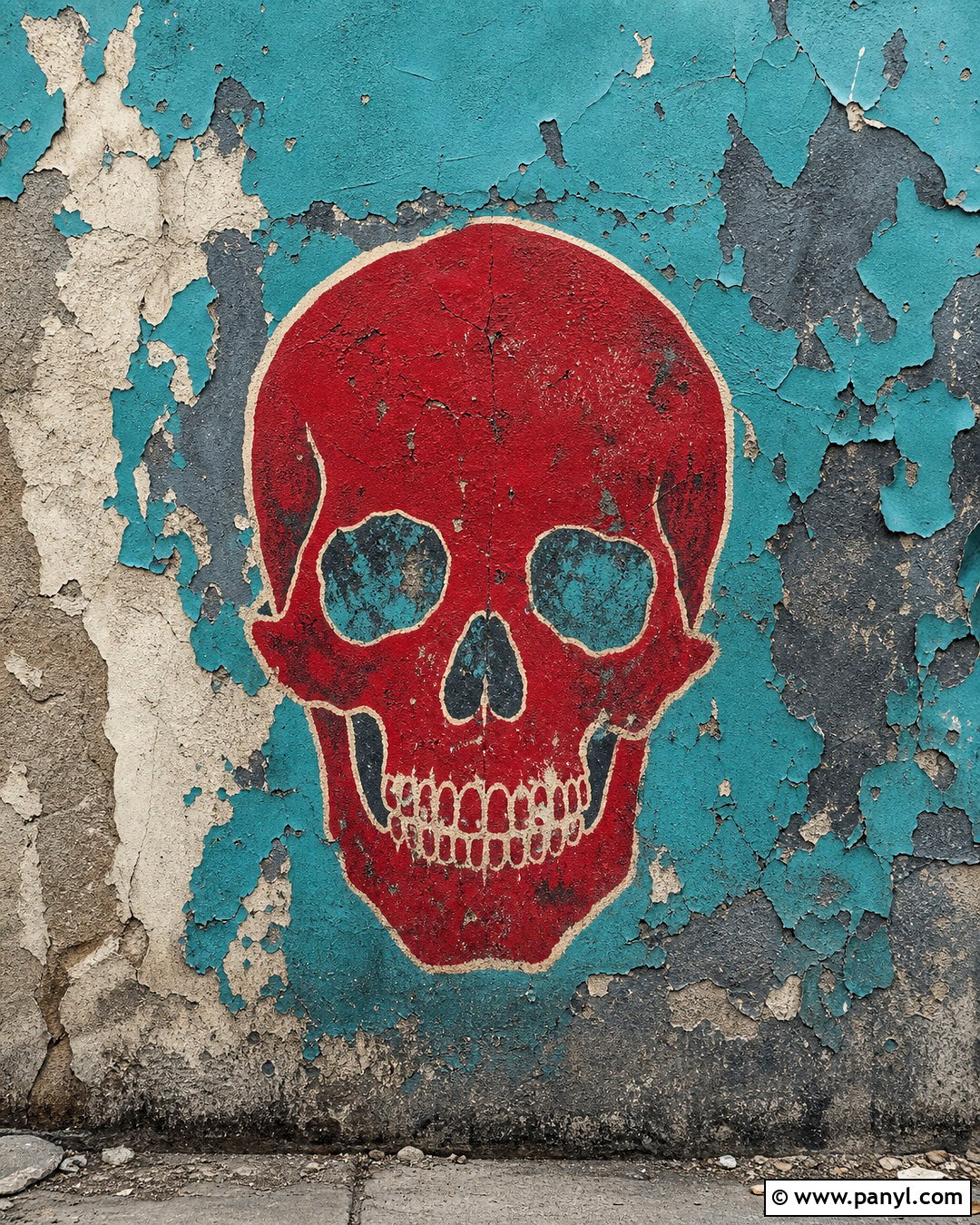 Red Skull On Peeling Paint Background - 20 red skull on textured background ideas