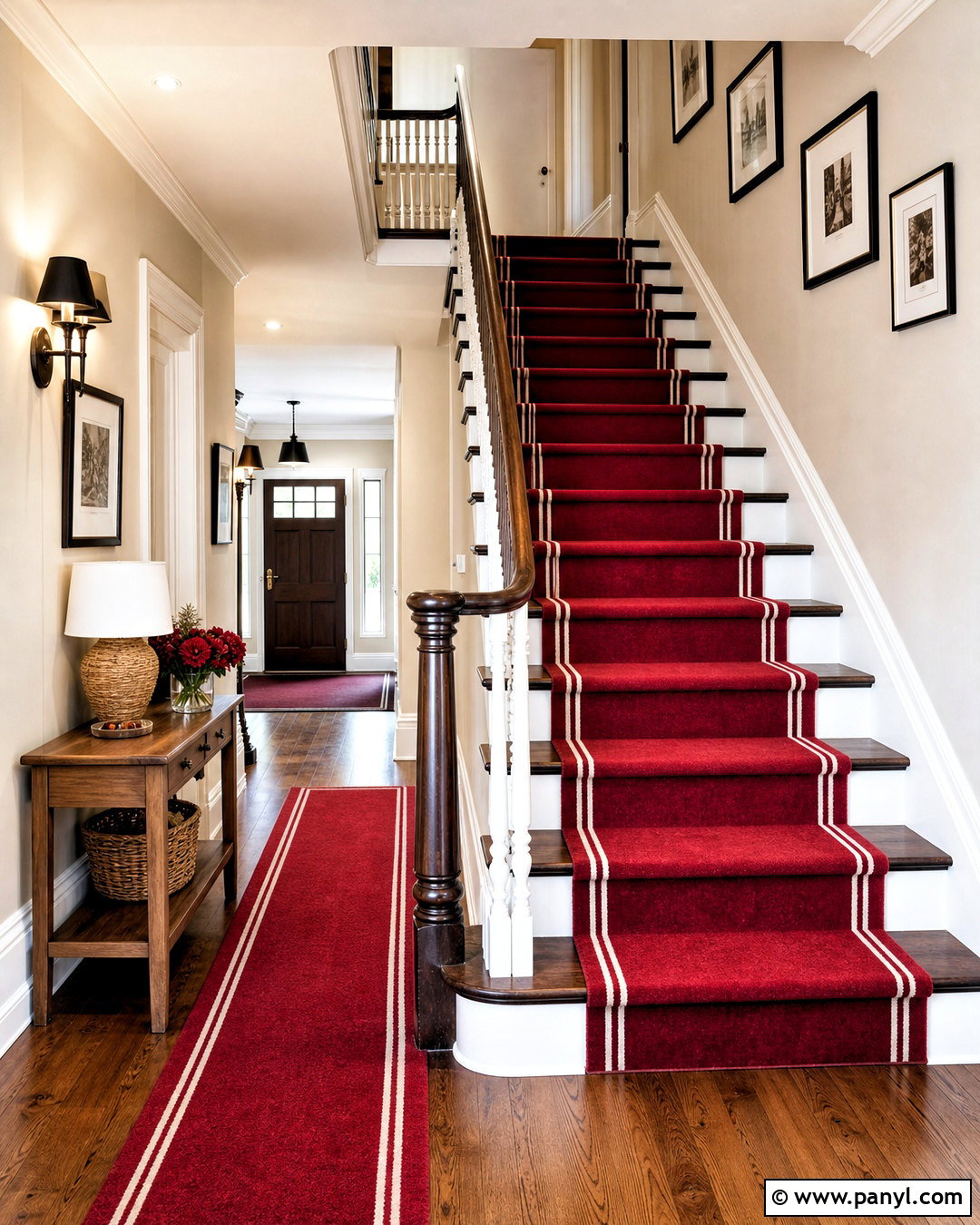 Red Stair Runner Hallway - 20 red hallway ideas