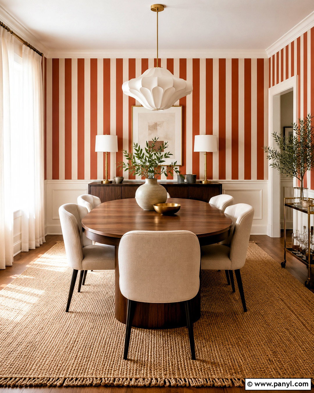 Red Striped Dining Room - 20 modern red pattern ideas