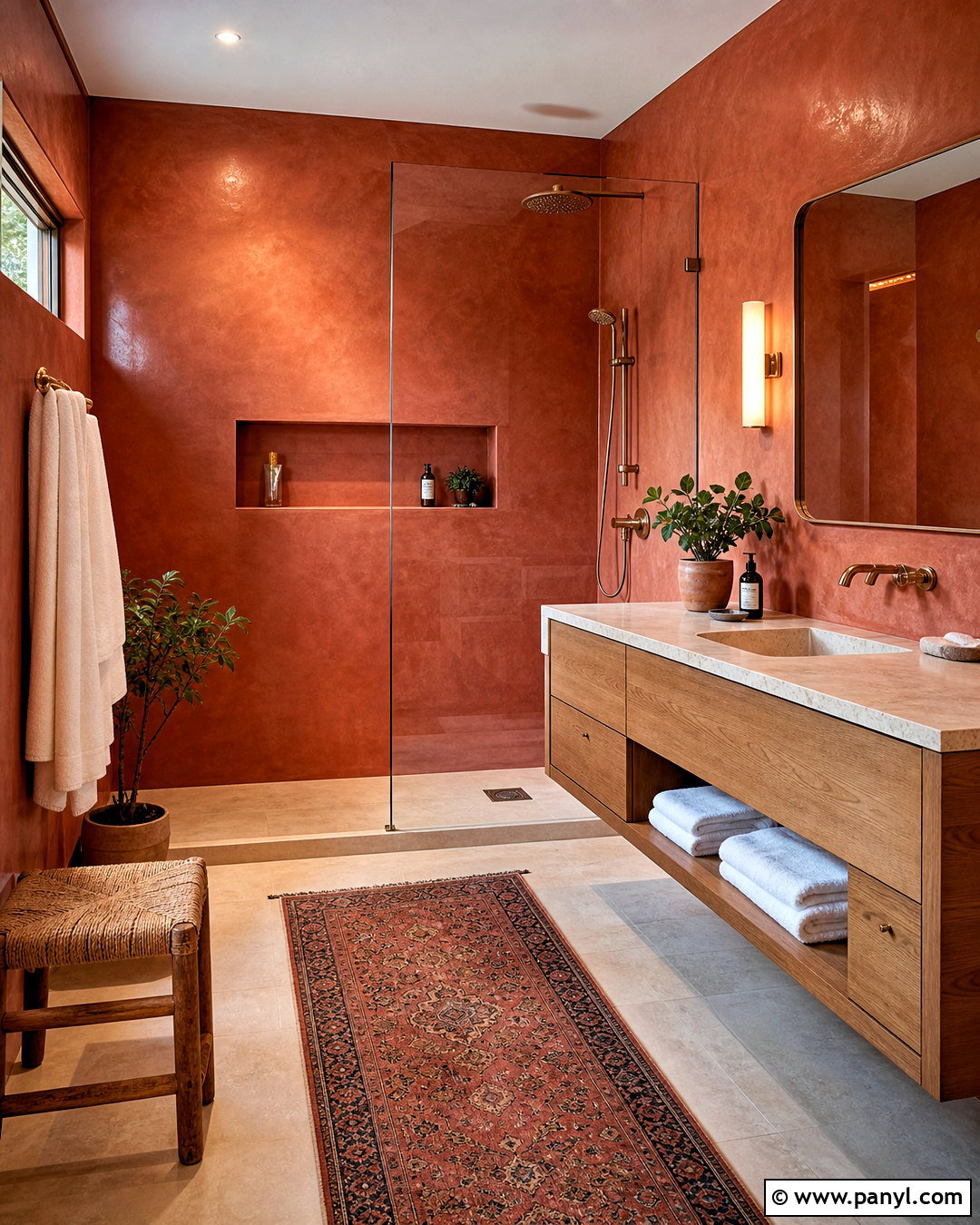 Red Tadelakt Bathroom Wall - 20 red wall texture ideas