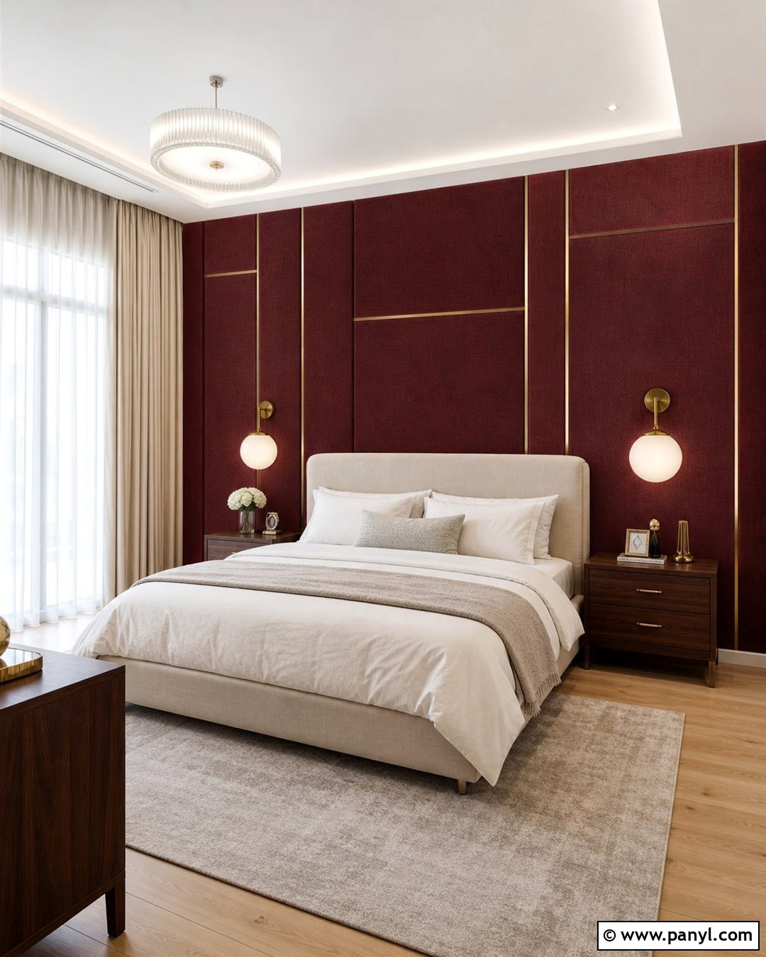 Red Textured Wall Bedroom - 20 Red Textured Wall With Gold Accents