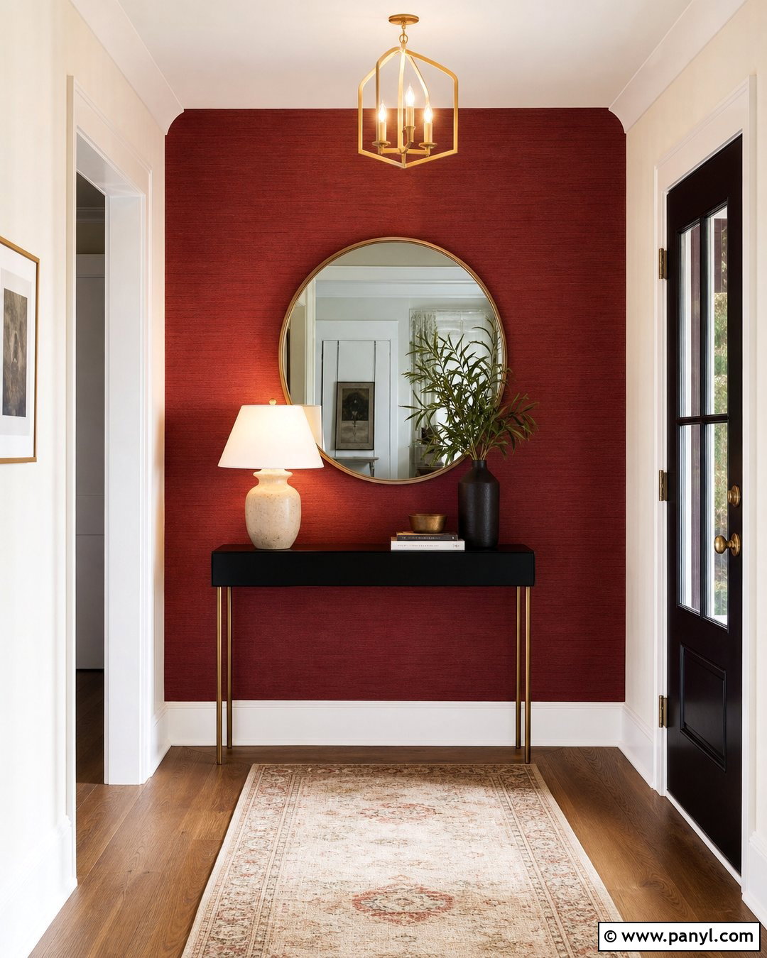 Red Textured Wall Entryway - 20 Red Textured Wall With Gold Accents