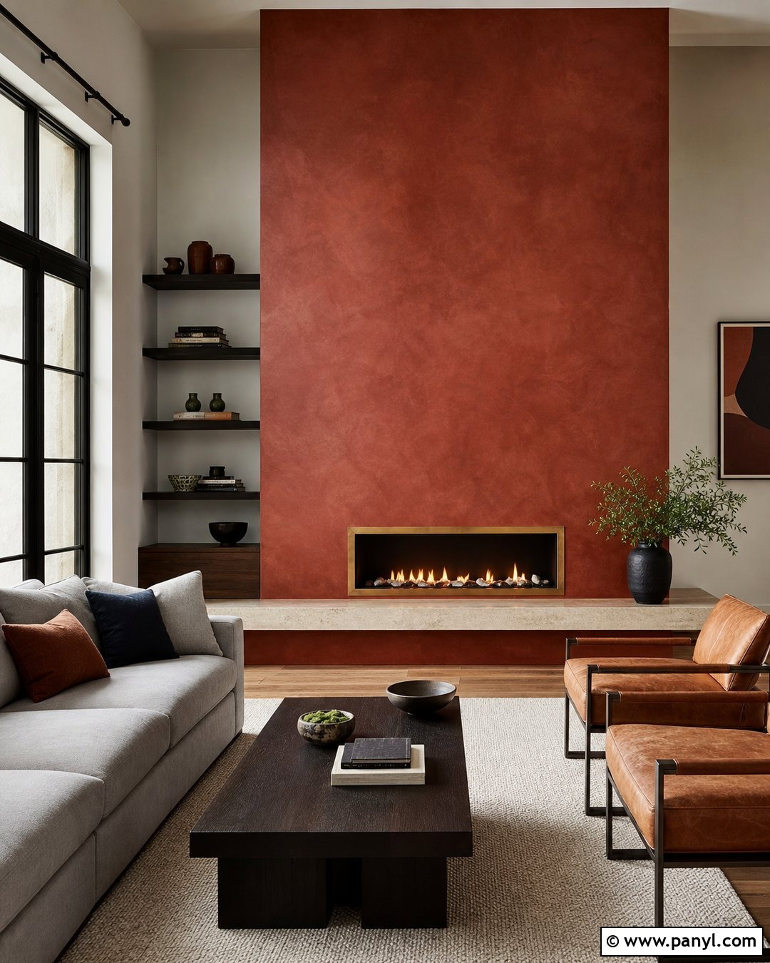 Red Textured Wall Fireplace - 20 Red Textured Wall With Gold Accents