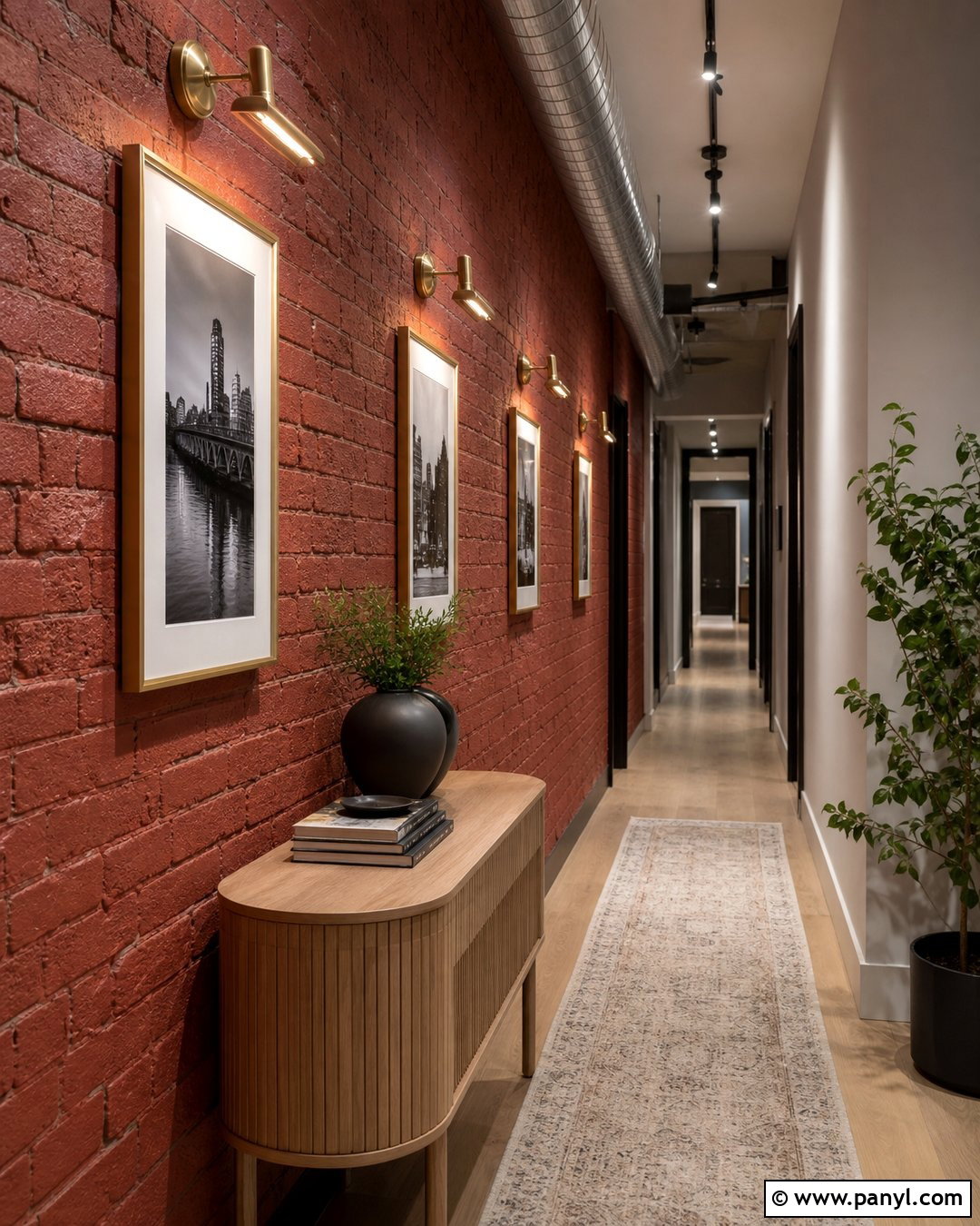 Red Textured Wall Hallway - 20 Red Textured Wall With Gold Accents