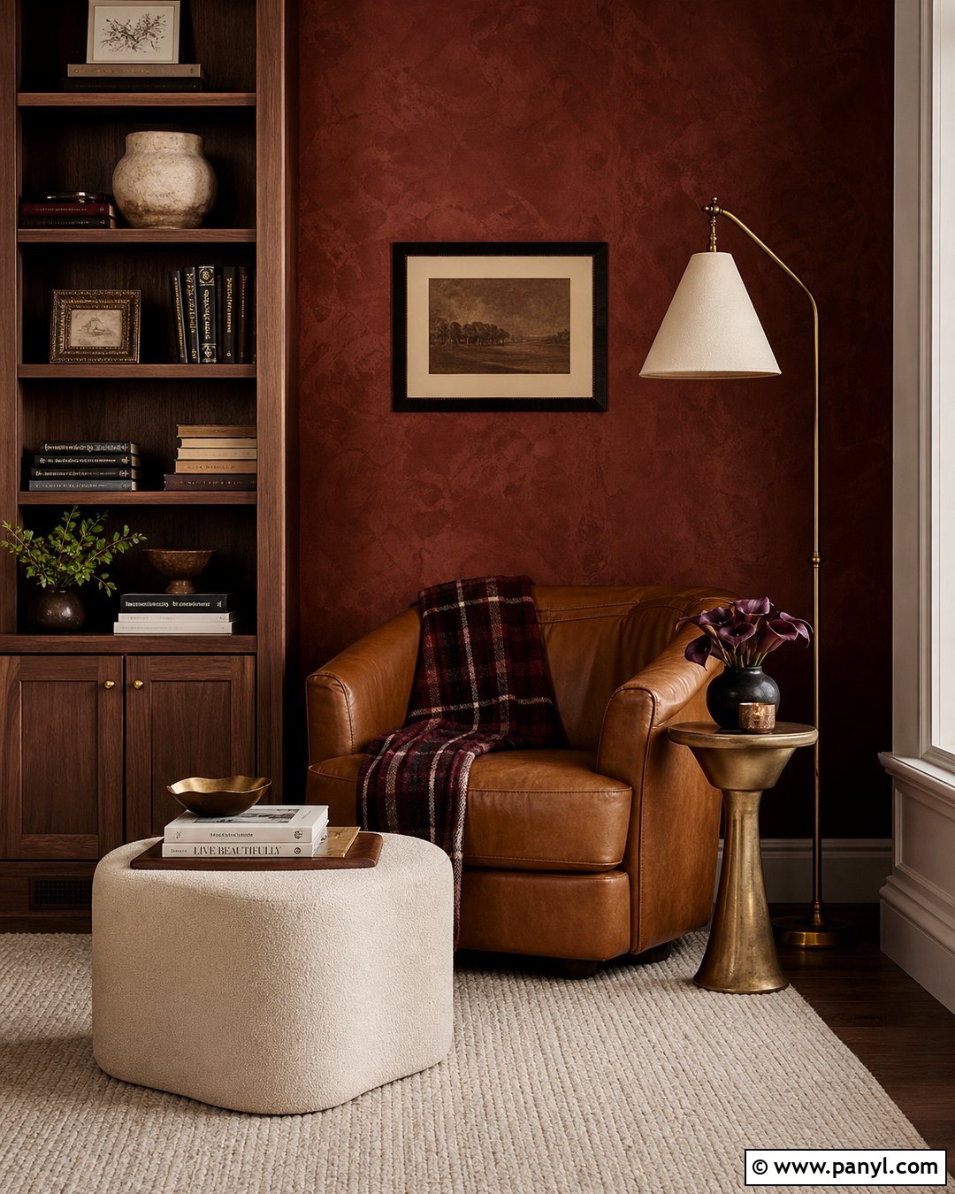 Red Textured Wall Reading Nook - 20 Red Textured Wall With Gold Accents