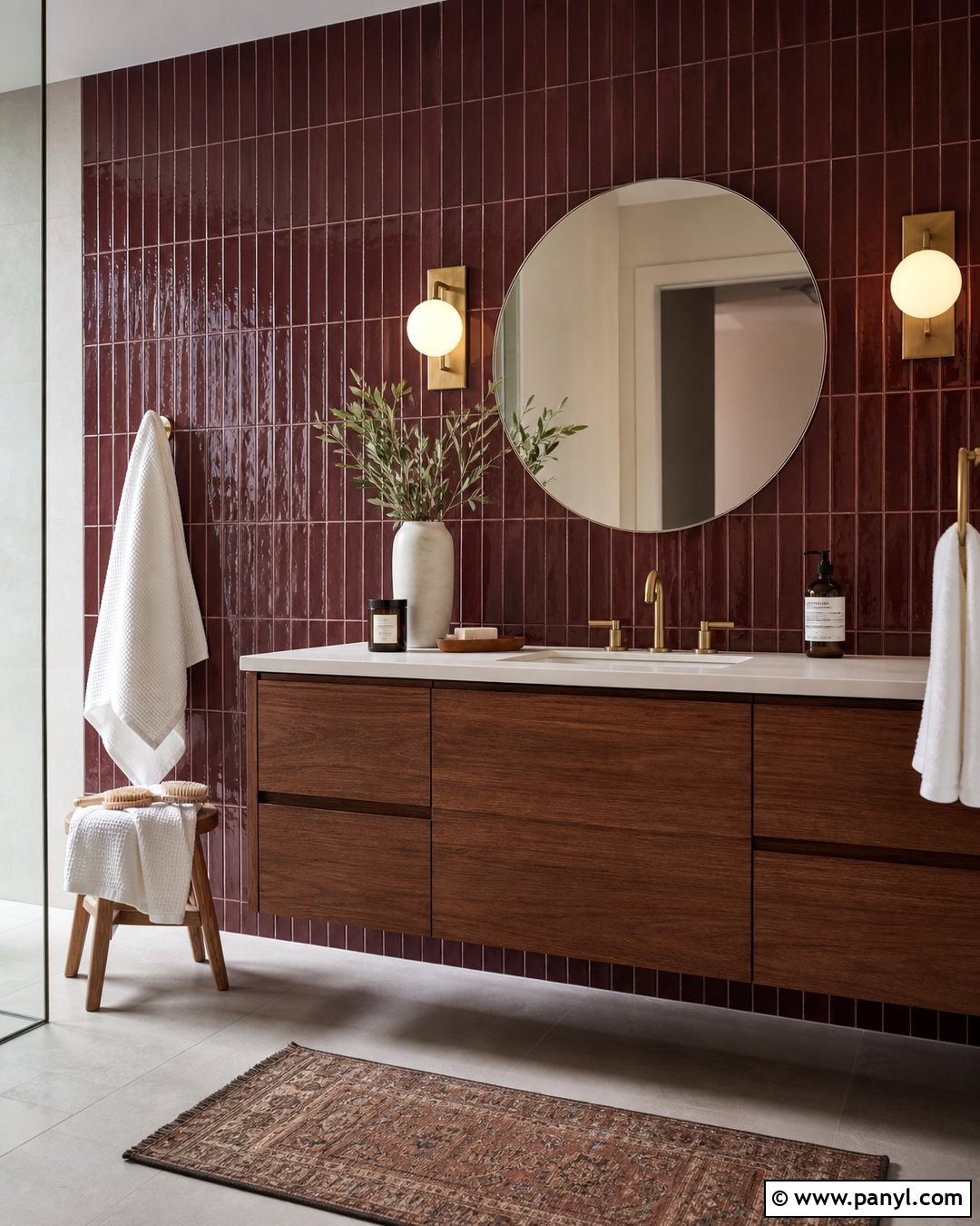 Red Tile Accent Wall Bathroom - 25 Red Accent Walls