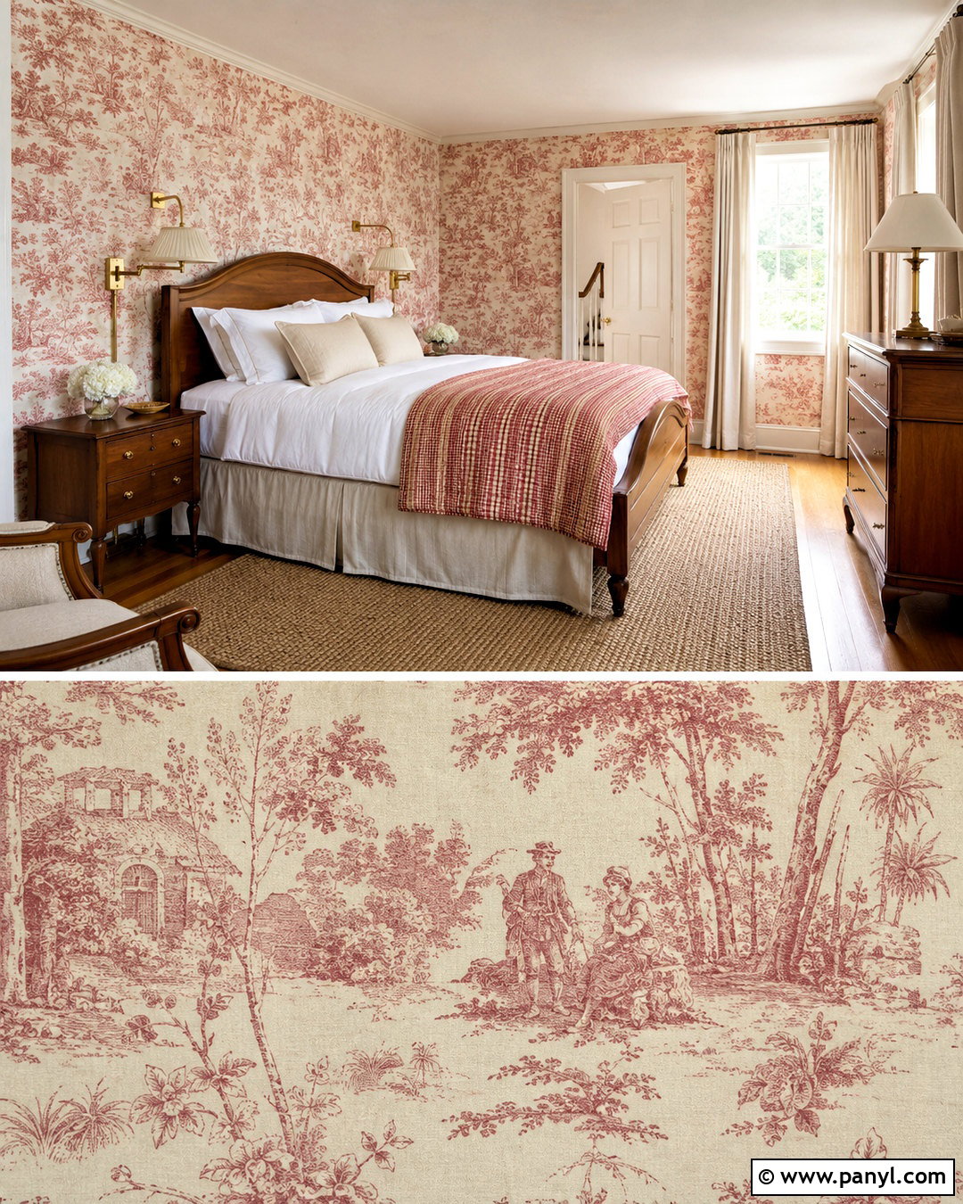 Red Toile Wall Pattern - 20 Vintage Red Wall Pattern Ideas