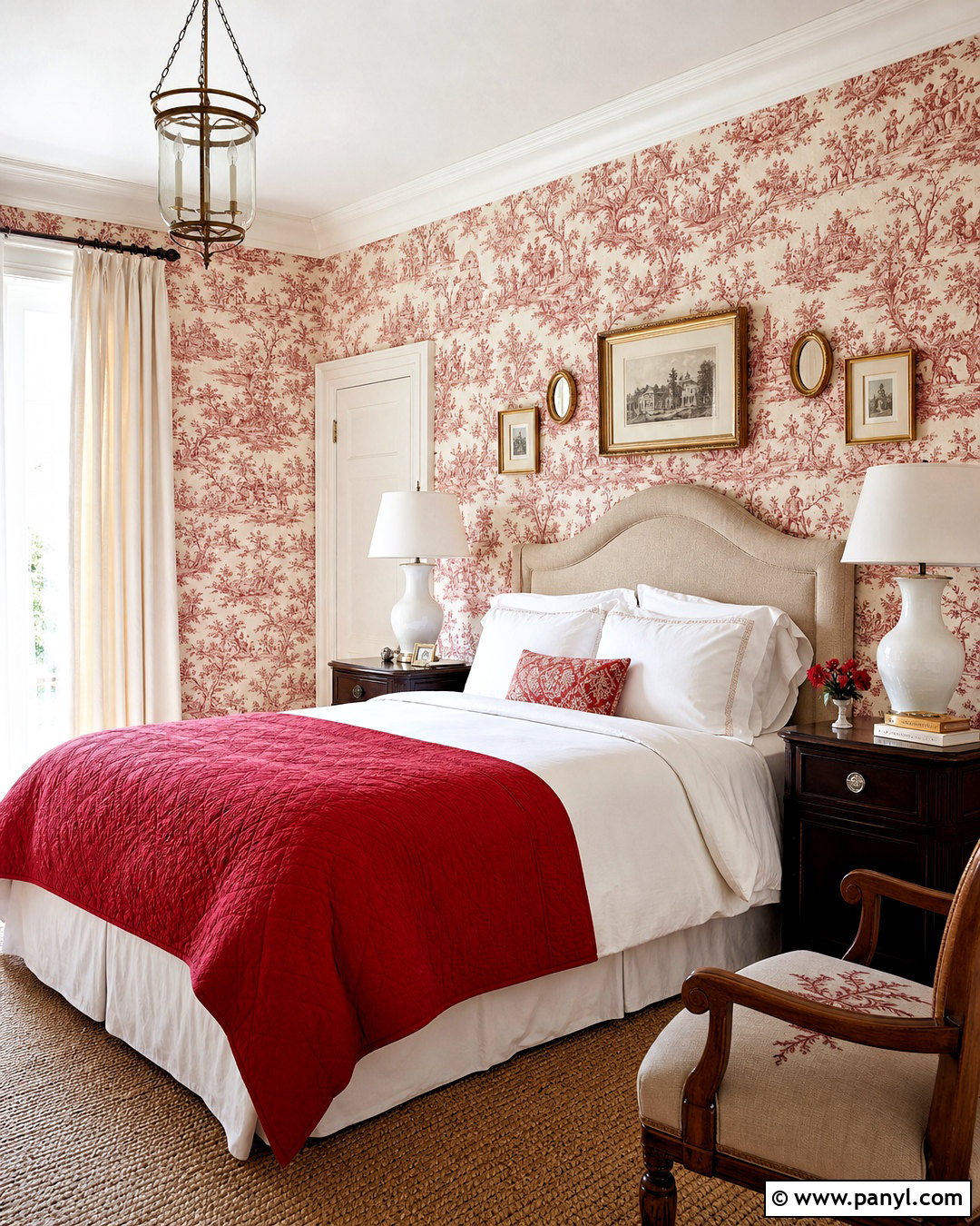 Red Toile Wallpaper Guest Bedroom - 20 red wallpaper pattern ideas