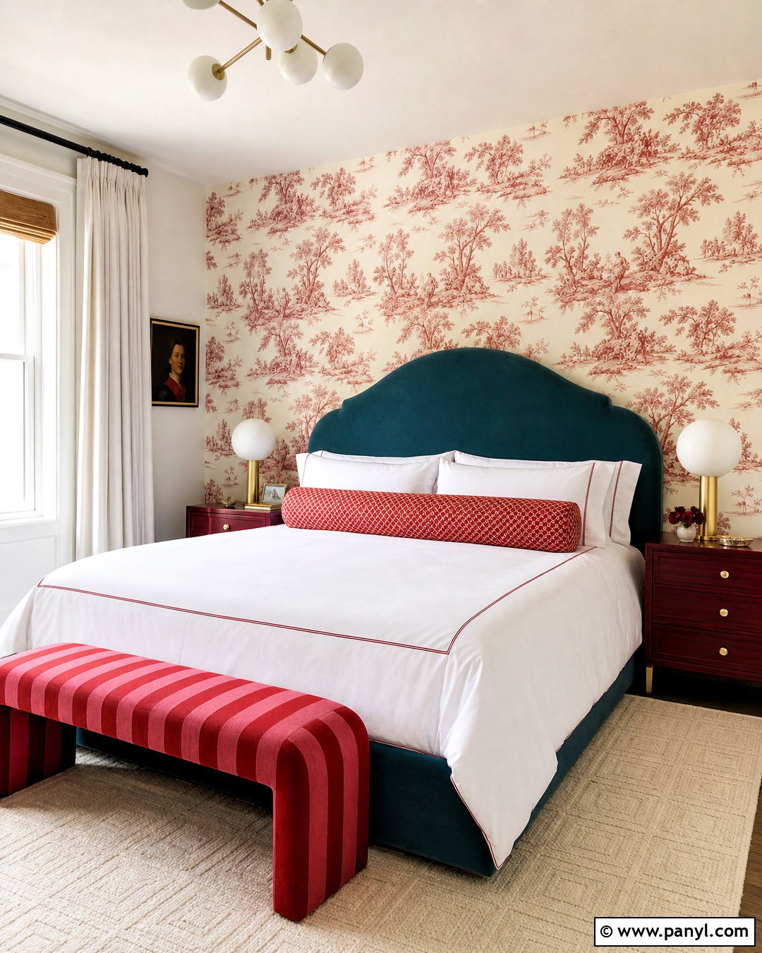 Red Toile Wallpaper Guest Bedroom - 20 funky red wallpaper ideas