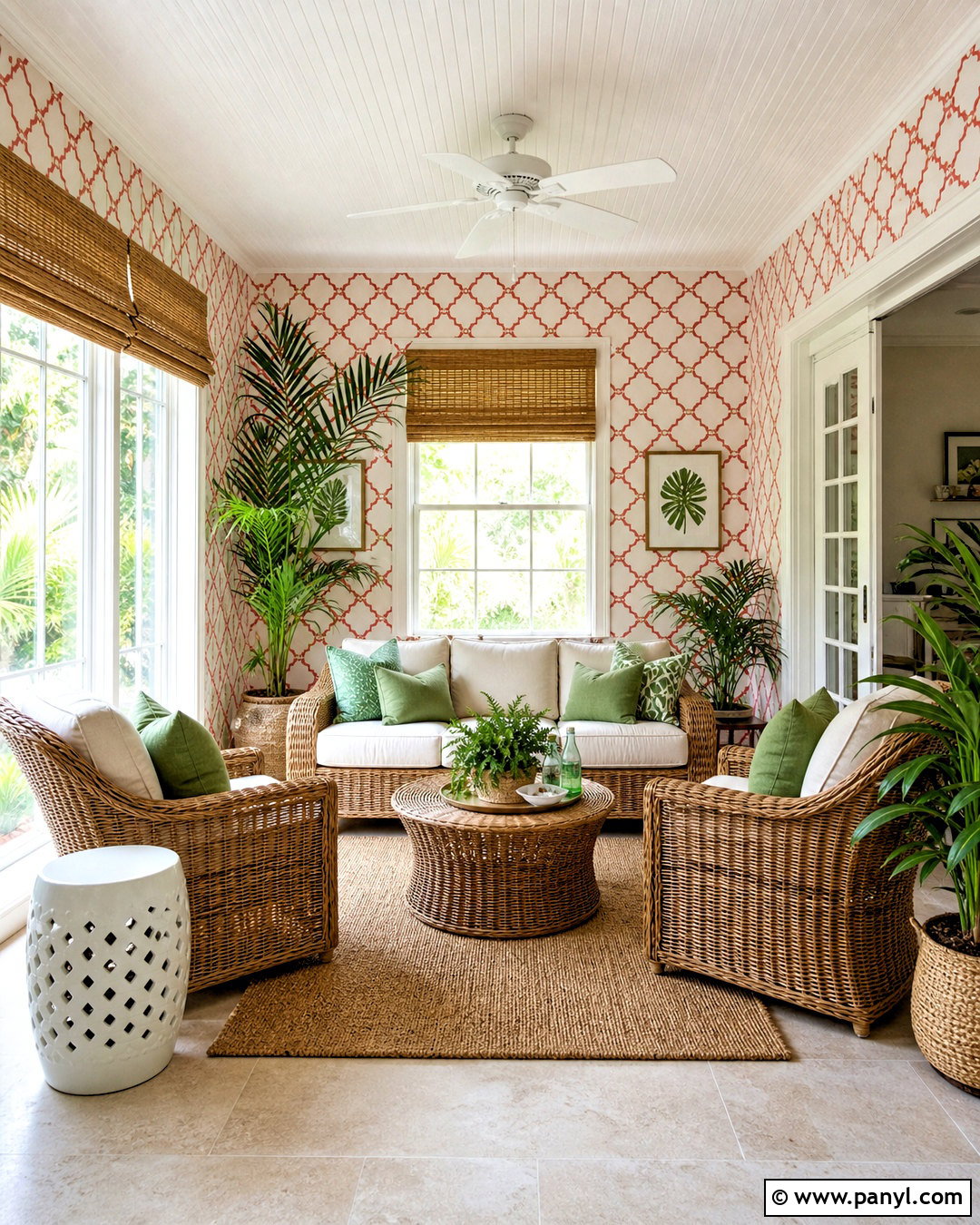Red Trellis Wallpaper Sunroom - 20 red wallpaper pattern ideas