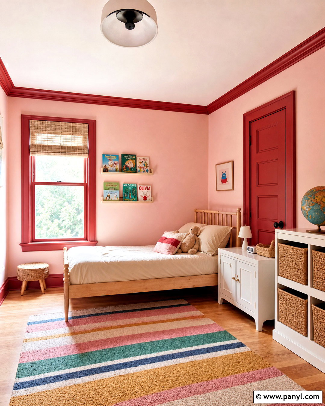 Red Trim With Pale Pink Walls - 20 contrasting trim interior ideas