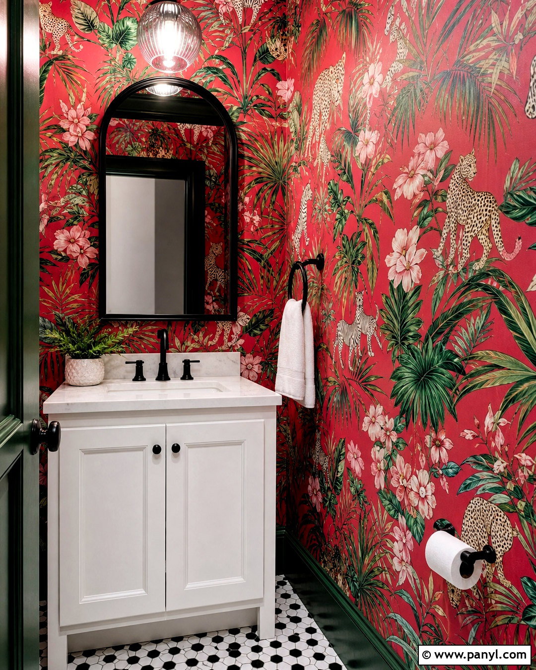 Red Tropical Wallpaper Powder Room - 20 red wallpaper pattern ideas