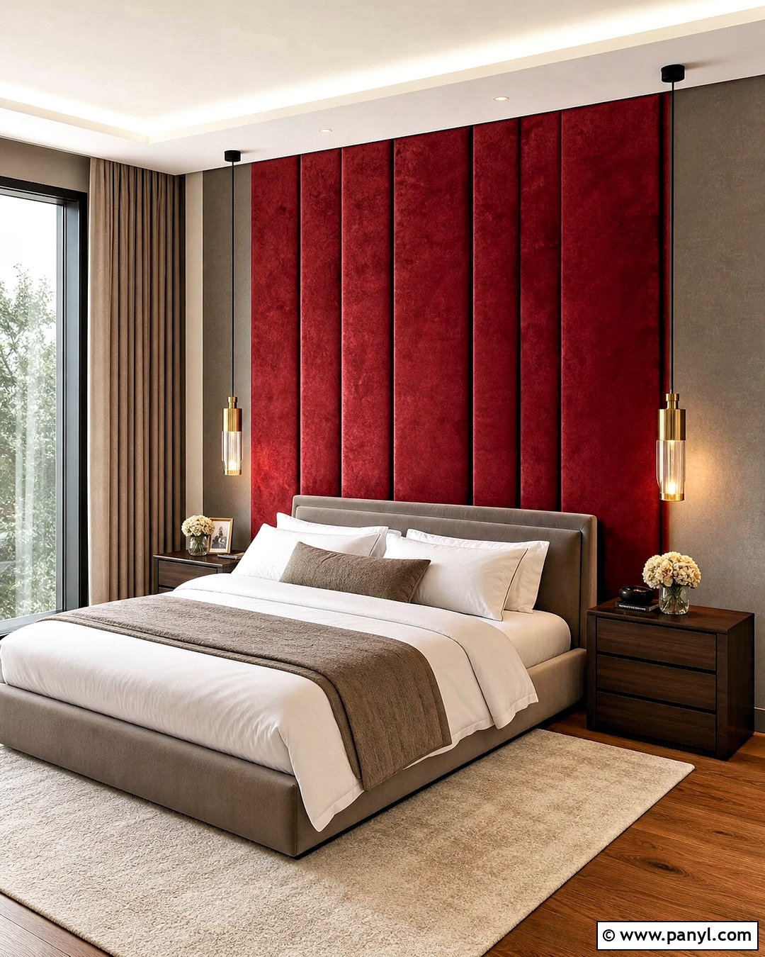 Red Velvet Upholstered Wall - 20 red wall texture ideas