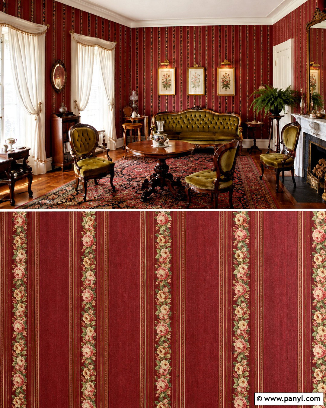 Red Victorian Stripe Wall Pattern - 20 Vintage Red Wall Pattern Ideas