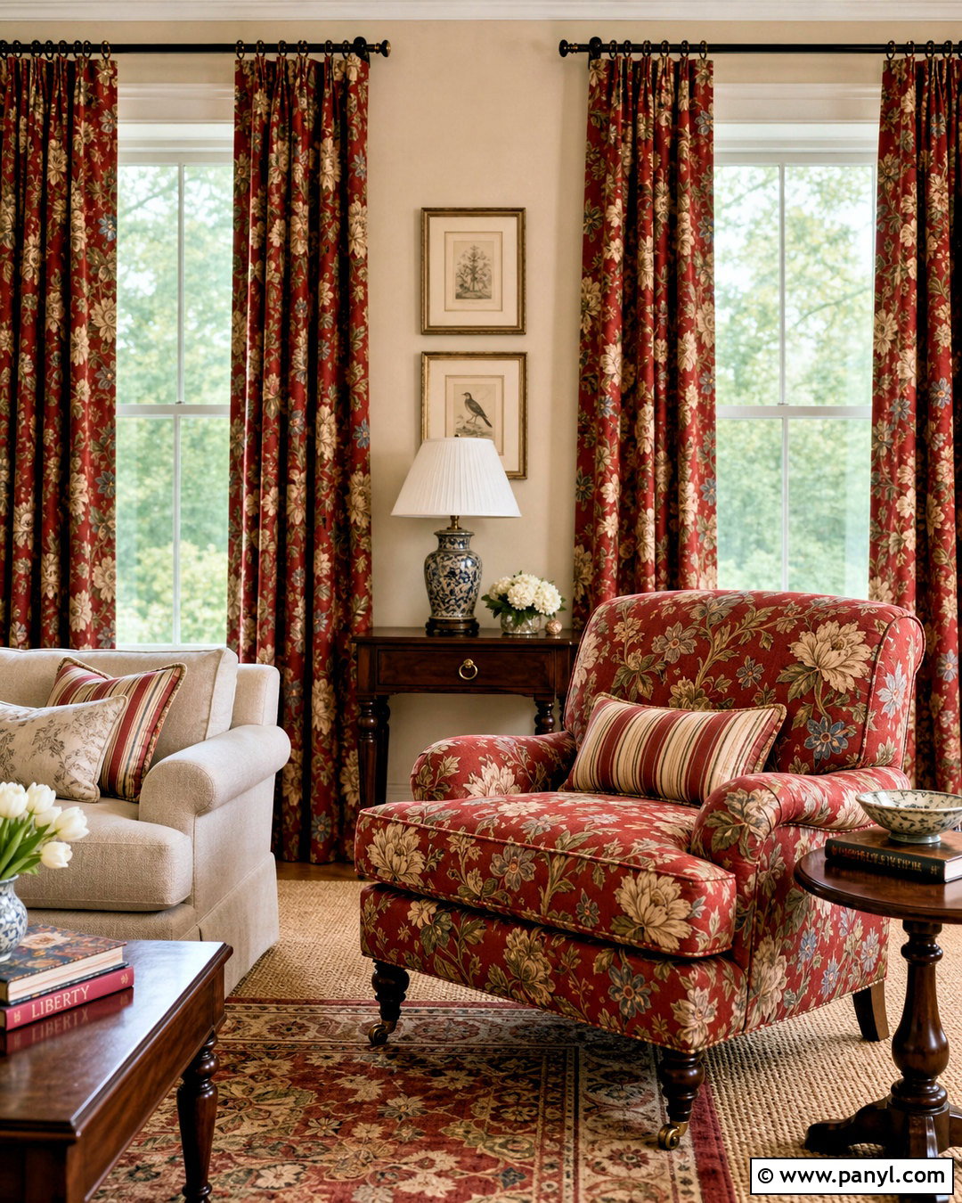 Red Vintage Chintz Textile Print - 20 red vintage textile print ideas