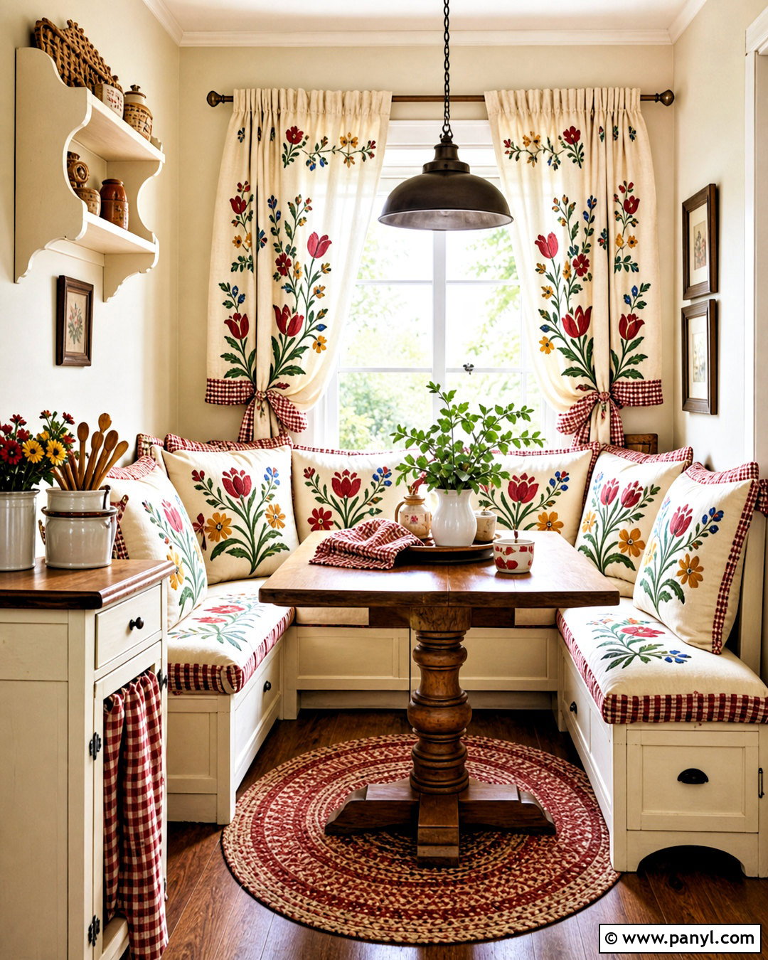 Red Vintage Folk Floral Textile - 20 red vintage textile print ideas