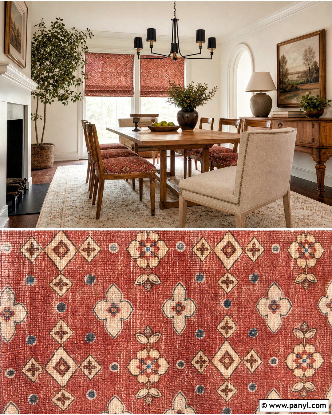 Red Vintage Geometric Textile Print - 20 red vintage textile print ideas