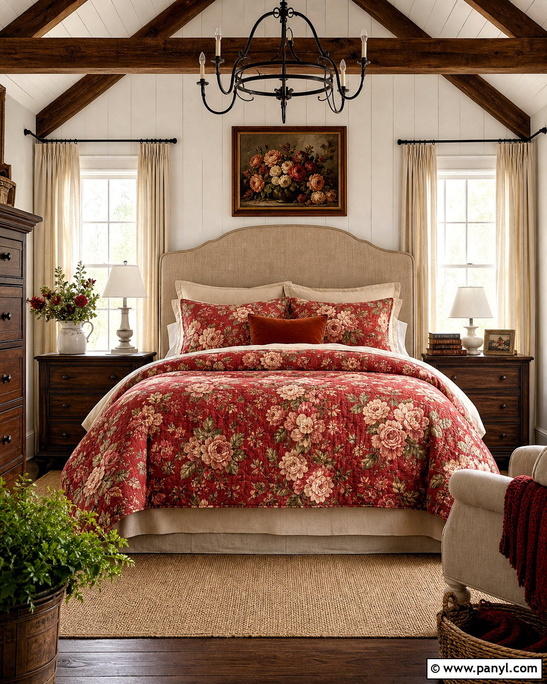 Red Vintage Rose Textile Print - 20 red vintage textile print ideas