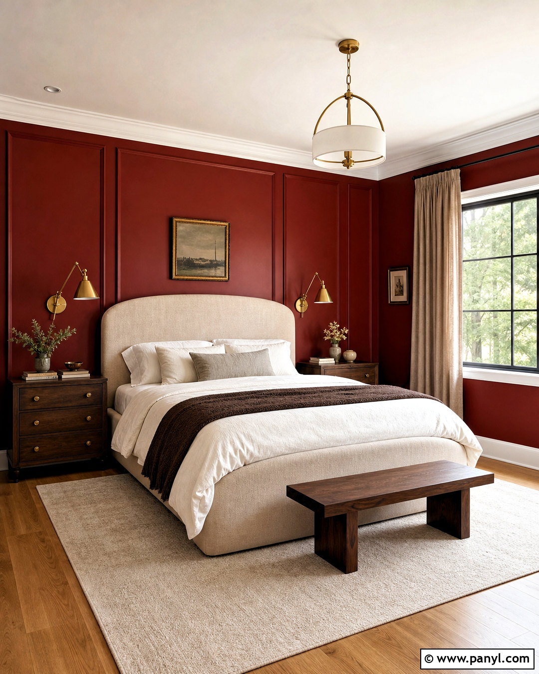 Red Wall Bedroom With Wood Paneling - 20 red wall bedroom ideas