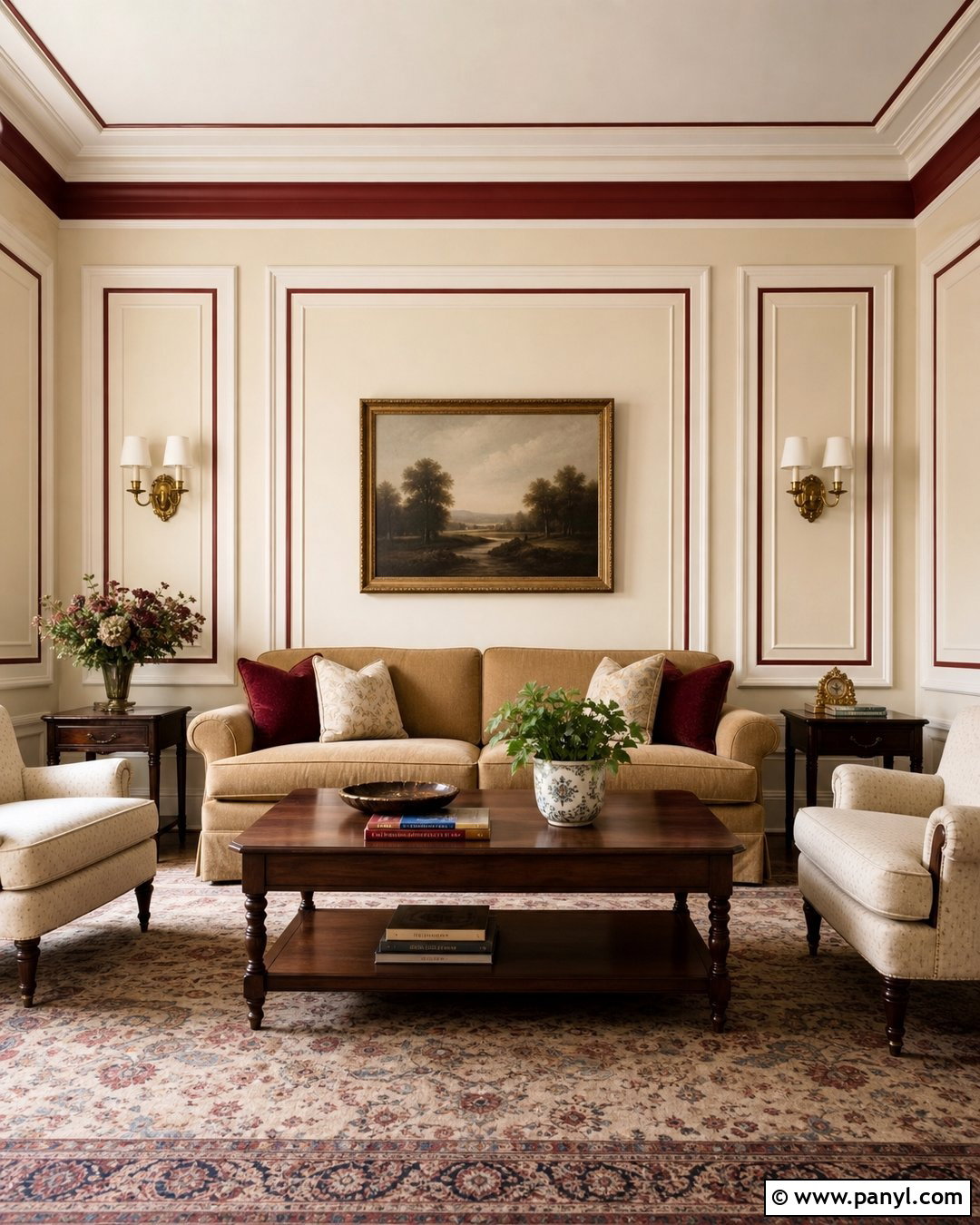 Red Wall Border Inside Wall Molding - 20 Red Wall Border Ideas