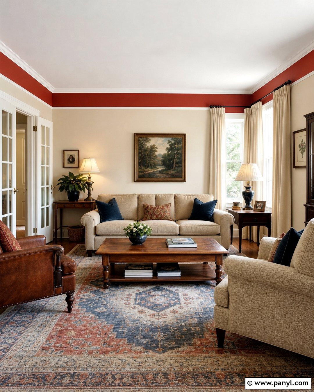 Red Wall Border Near the Ceiling - 20 Red Wall Border Ideas