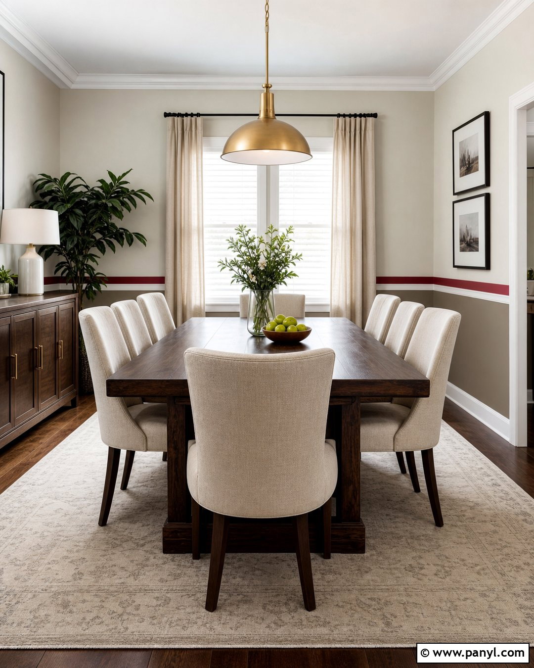 Red Wall Border at Chair Rail Height - 20 Red Wall Border Ideas