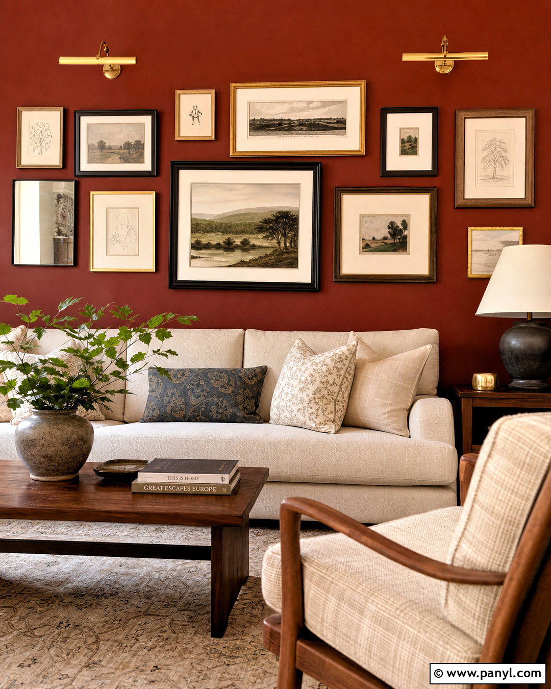 Red Wall Gallery Display - 20 red wall design ideas