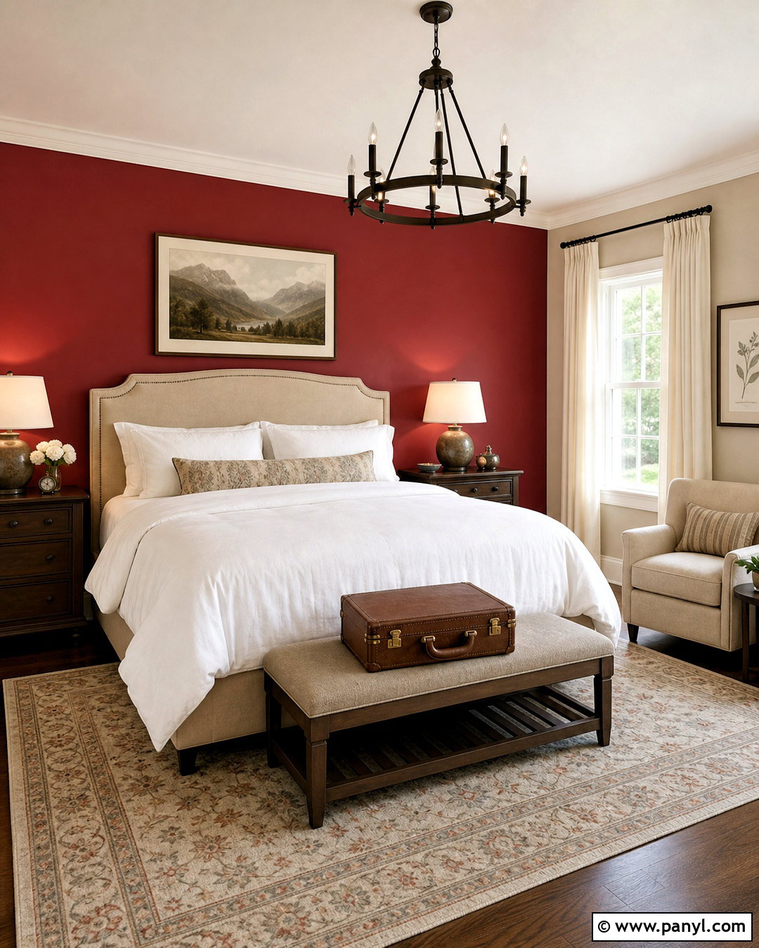 Red Wall Guest Bedroom With Neutral Decor - 20 red wall bedroom ideas