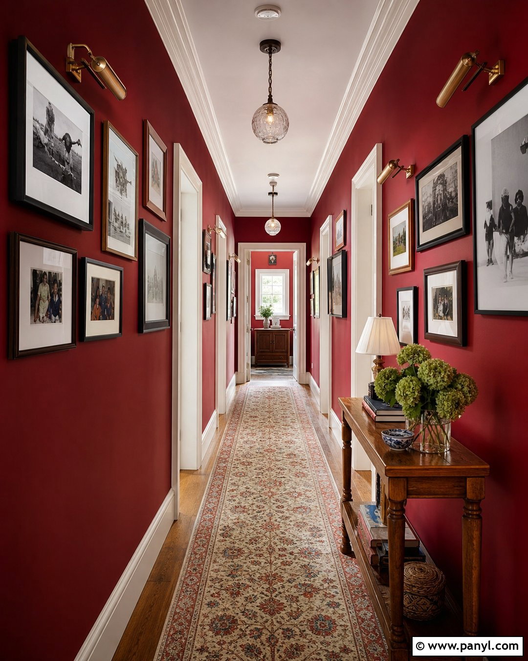 Red Wall Hallway Gallery - 20 Red Wall Home Interior Ideas