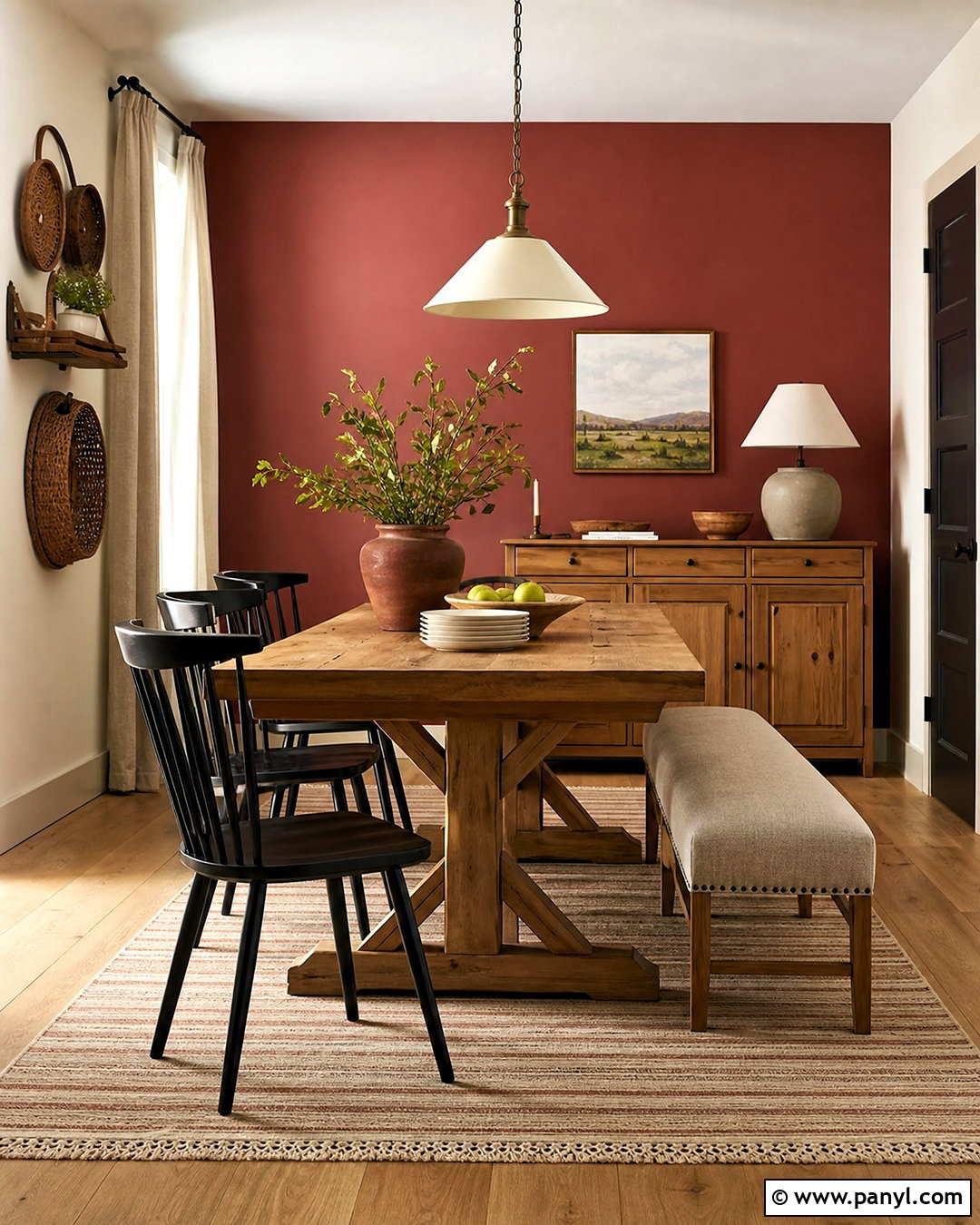 Red Wall In Farmhouse Dining Room - 20 red wall design ideas