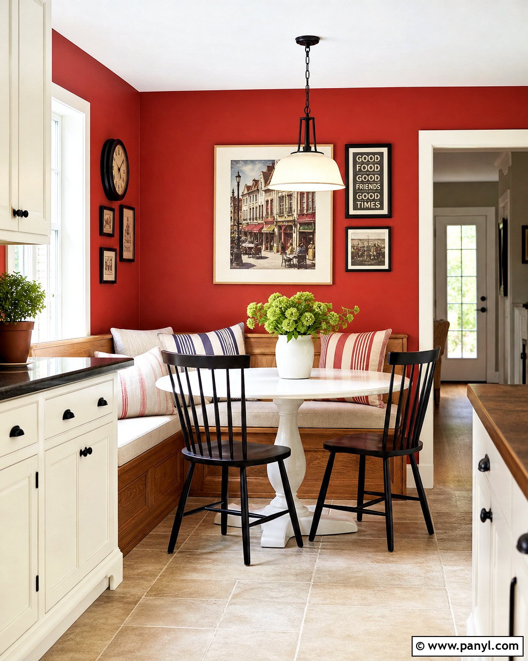 Red Wall Kitchen Breakfast Nook - 20 red wall decor ideas