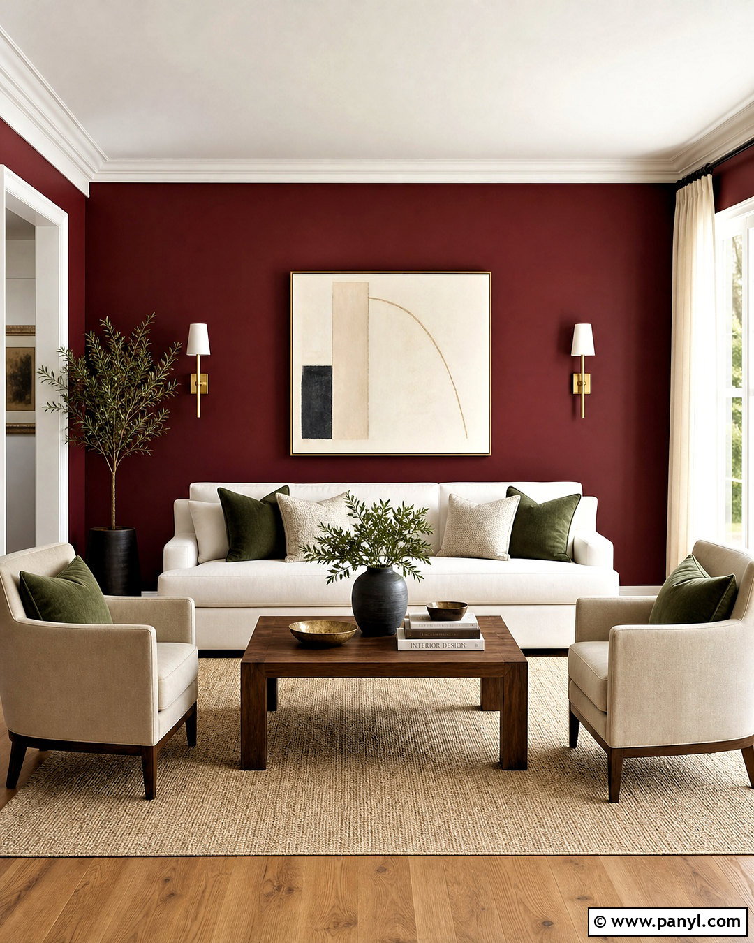 Red Wall Living Room With Cream Furniture - 20 red wall decor ideas