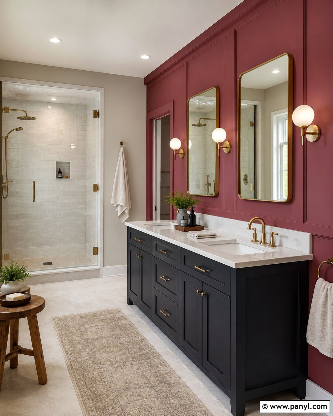 Red Wall Paneling Bathroom - 20 Red Accent Wall Bathroom Ideas