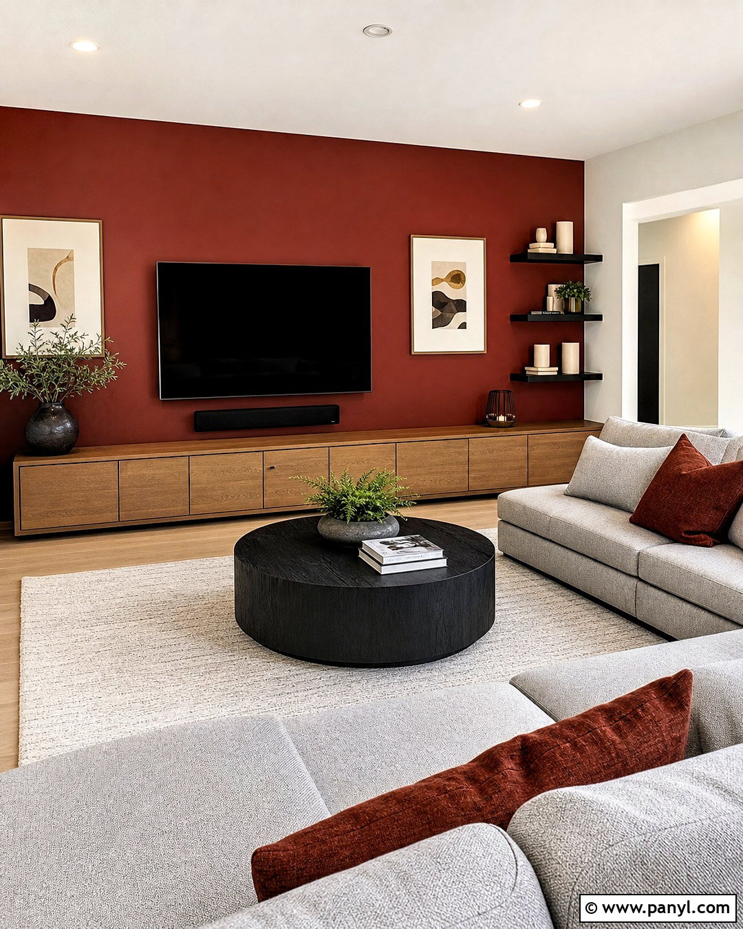 Red Wall TV Room - 20 red wall decor ideas