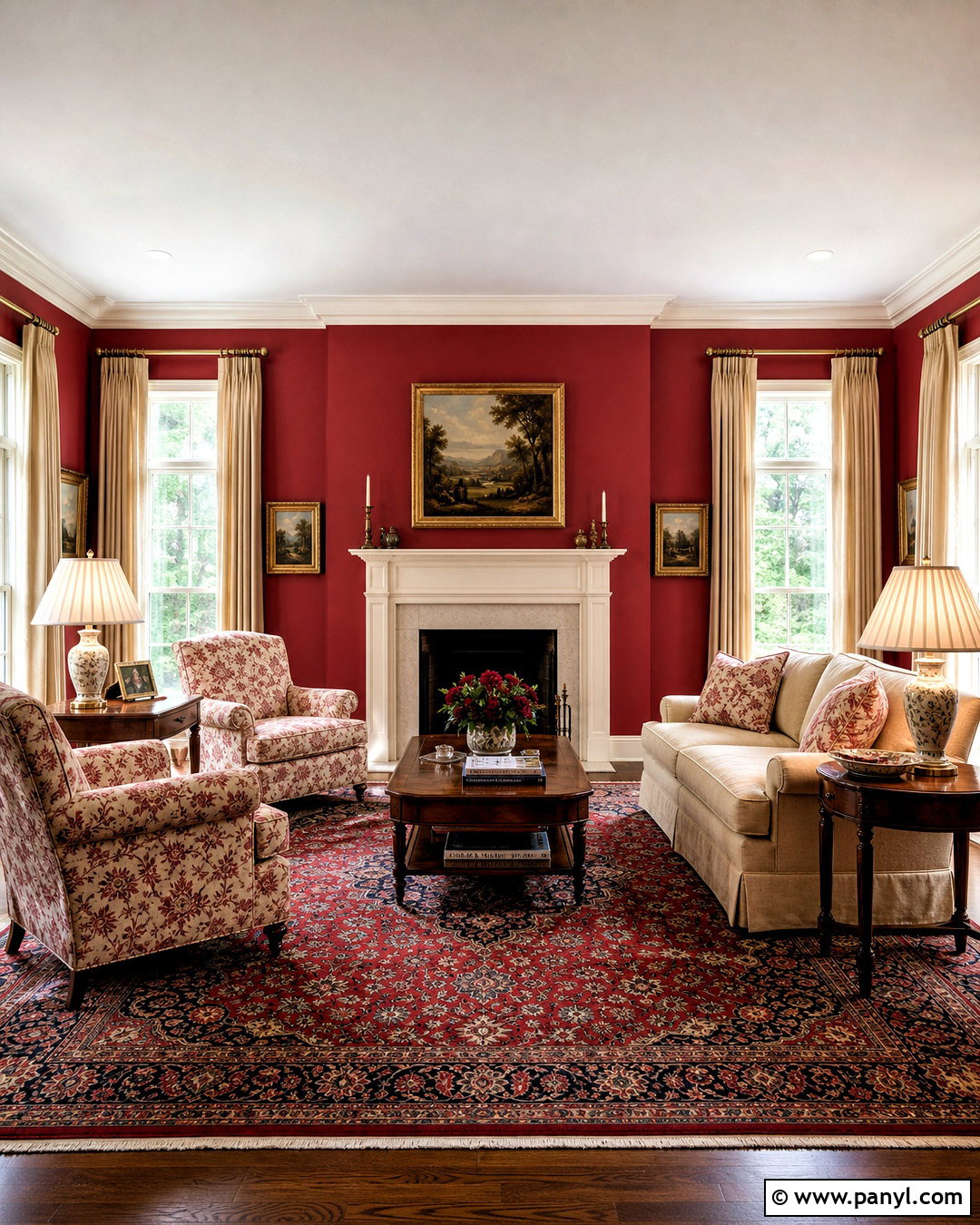 Red Wall Traditional Living Room - 20 red wall living room ideas